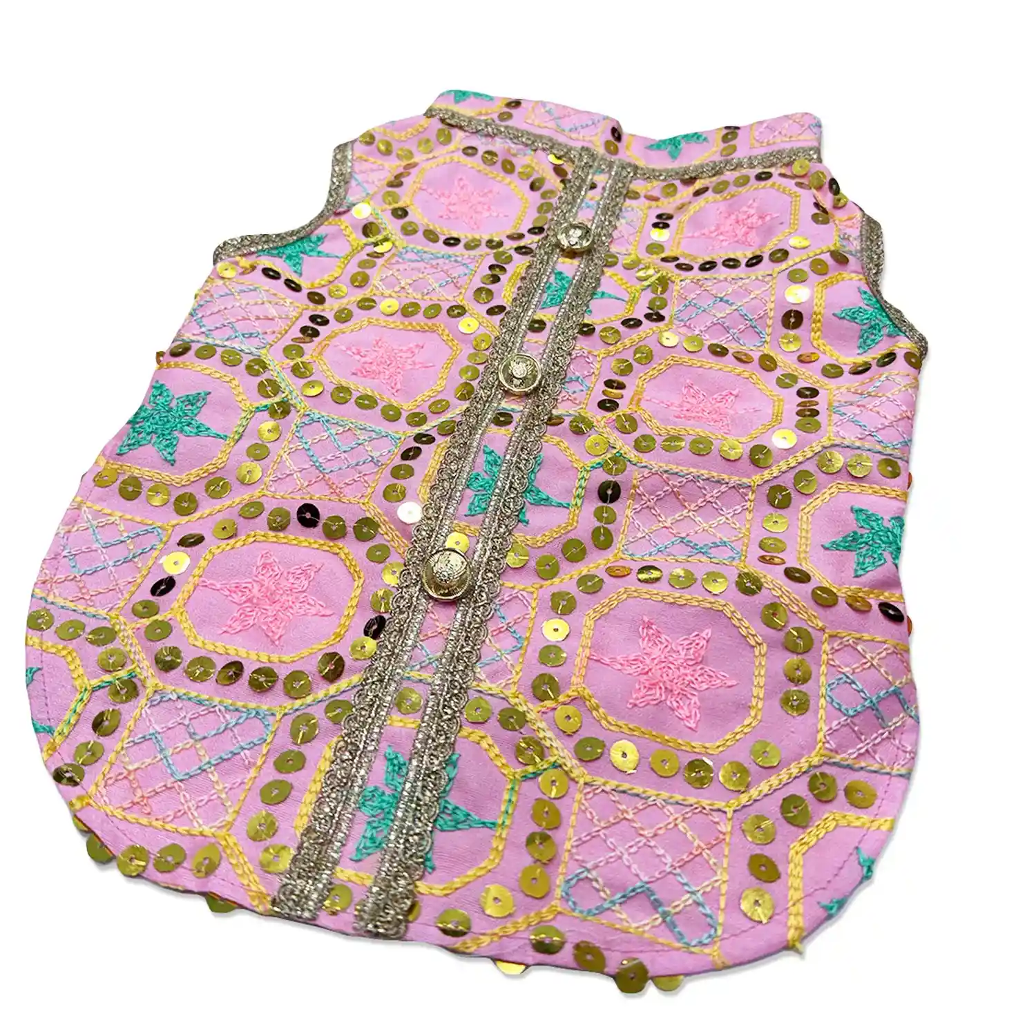 Pawsindia Traditional Nawabi Pink Embroidered Kurta for Cats