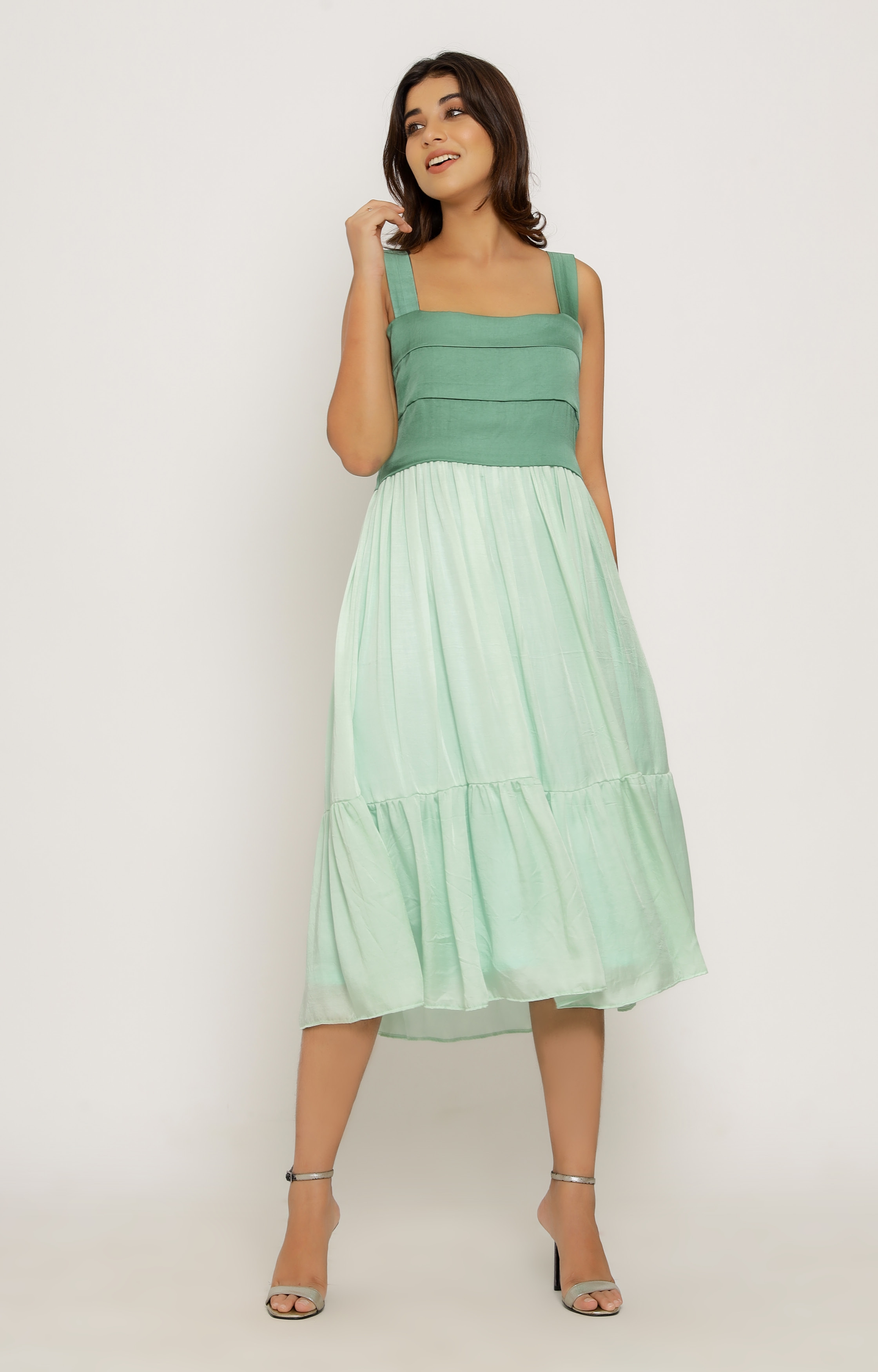 Neora | Teal -Tea Green Midi Dress undefined