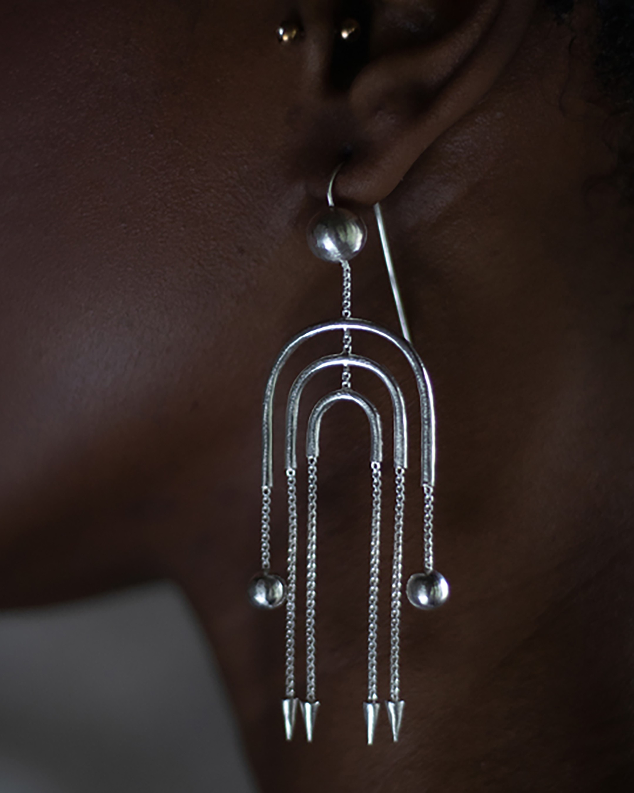 Deco Silver Flapper Earring