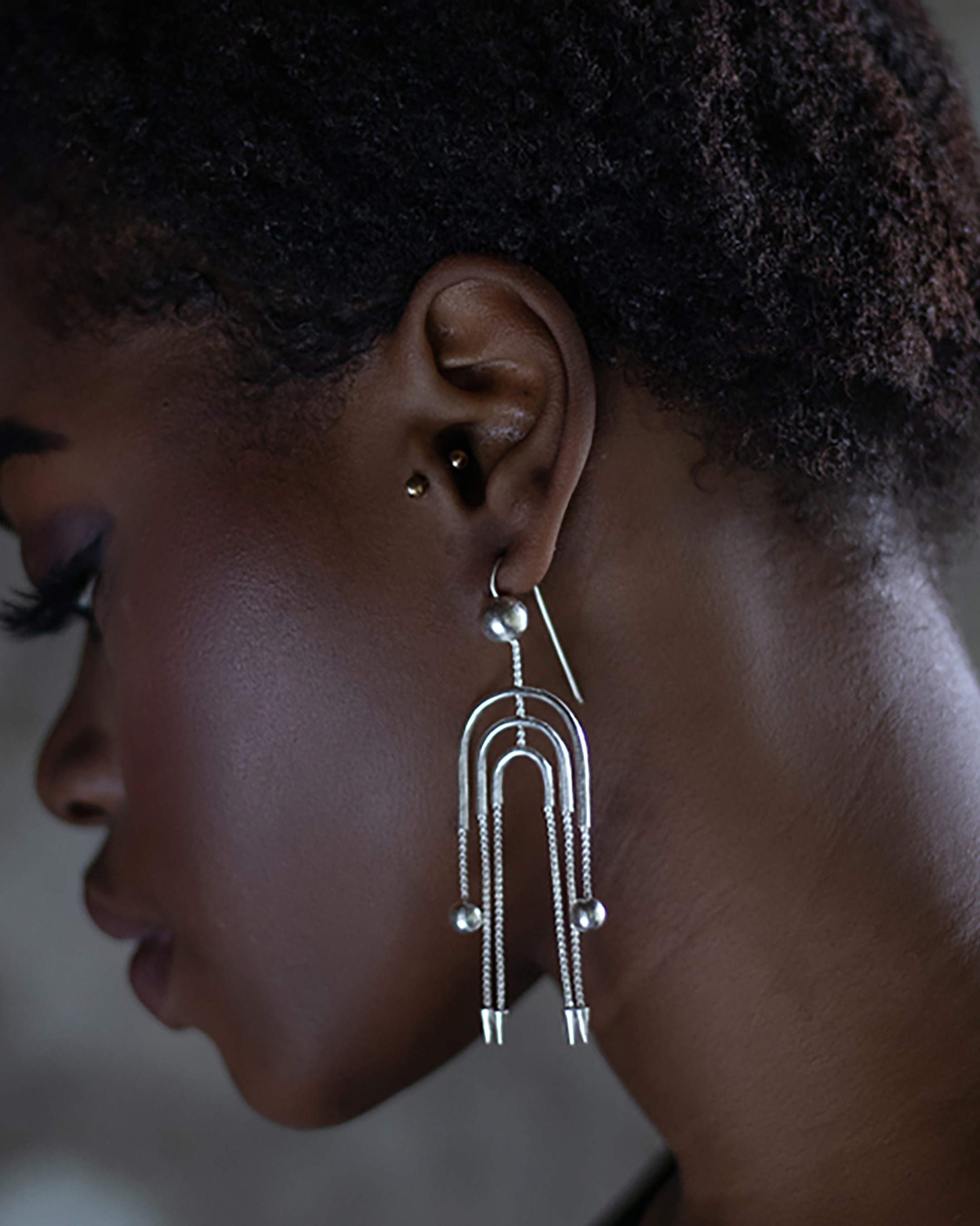 Deco Silver Flapper Earring