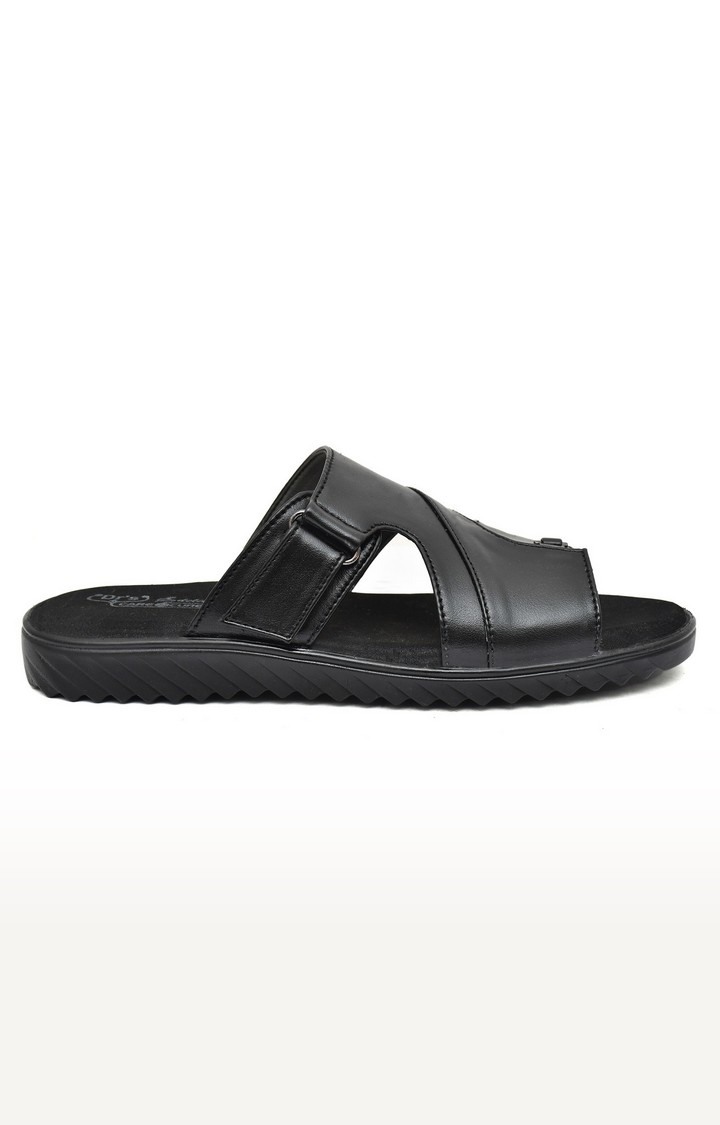 Men's Black Slippers Orthopedic And Diabetic