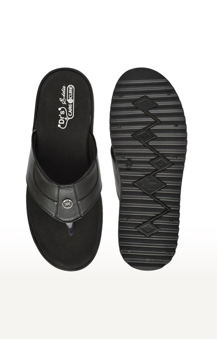 Men's Black Slippers Orthopedic And Diabetic