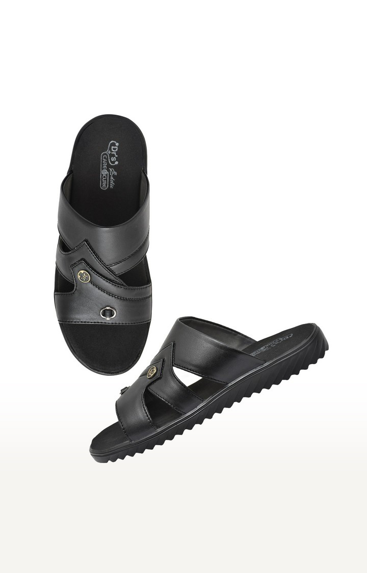 Men's Black Slippers Orthopedic And Diabetic