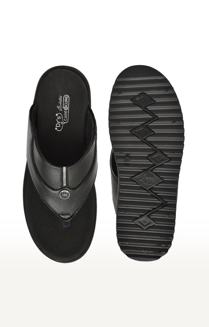 Men's Black Slippers Orthopedic And Diabetic
