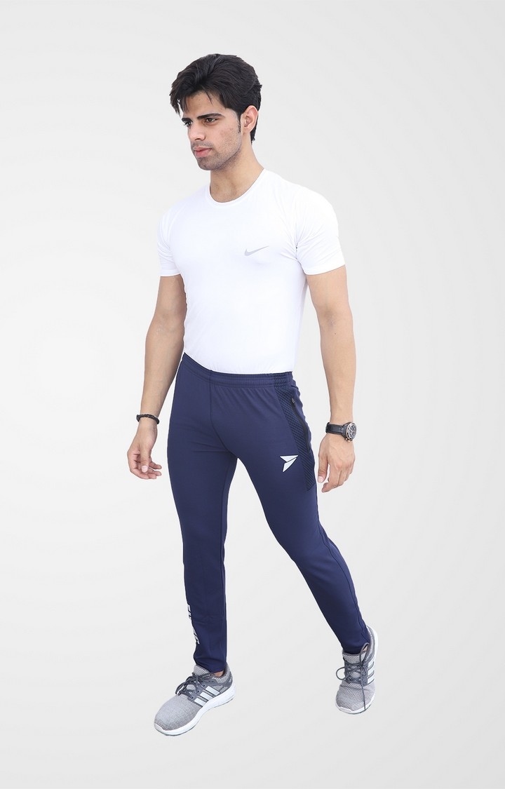 Fitinc | Men's Navy Blue Lycra Solid Trackpant 1