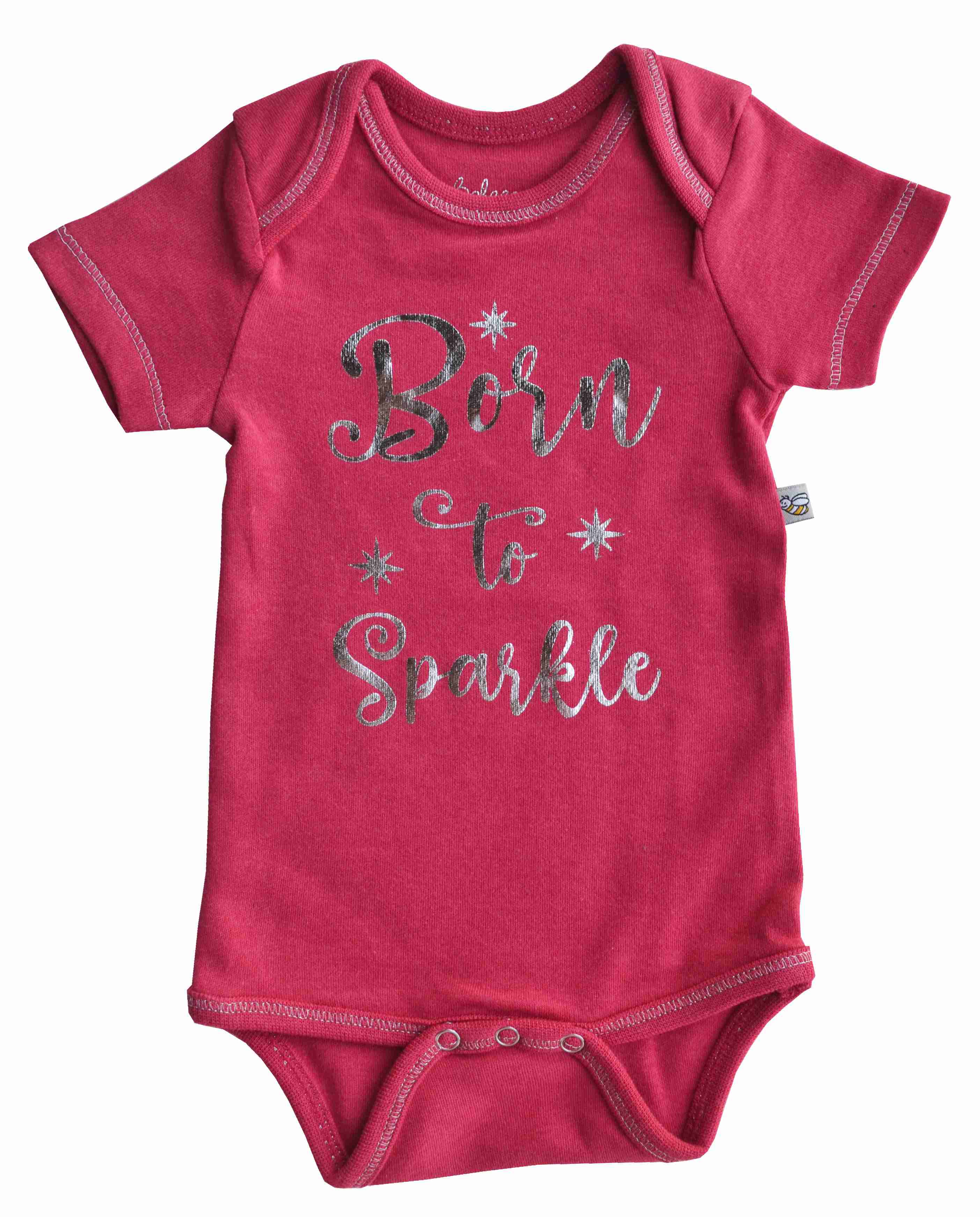 Born To Sparkle Coral Printed Baby Body/Onesie(100% Cotton Interlock)