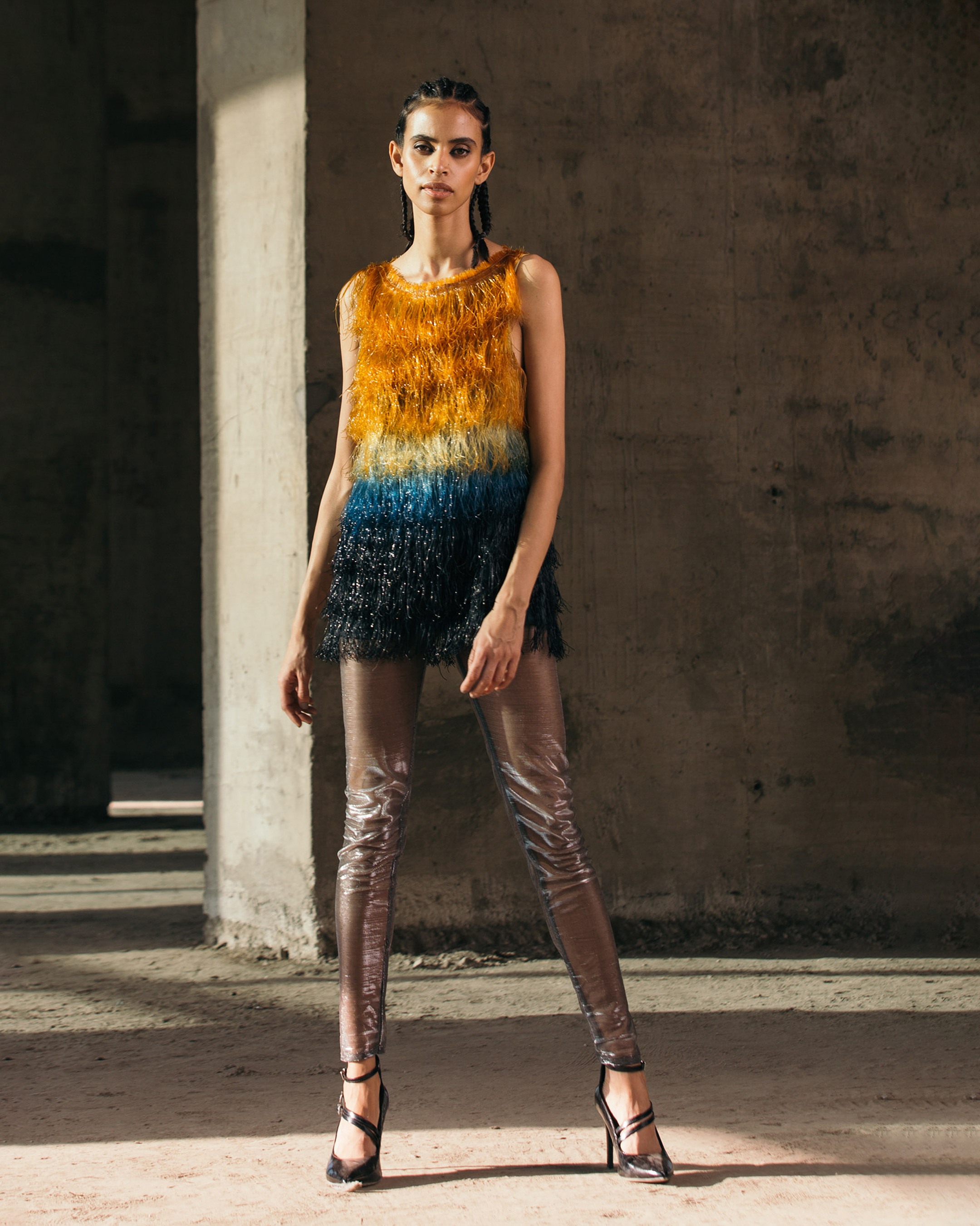 Gradient Glass Fringe Top