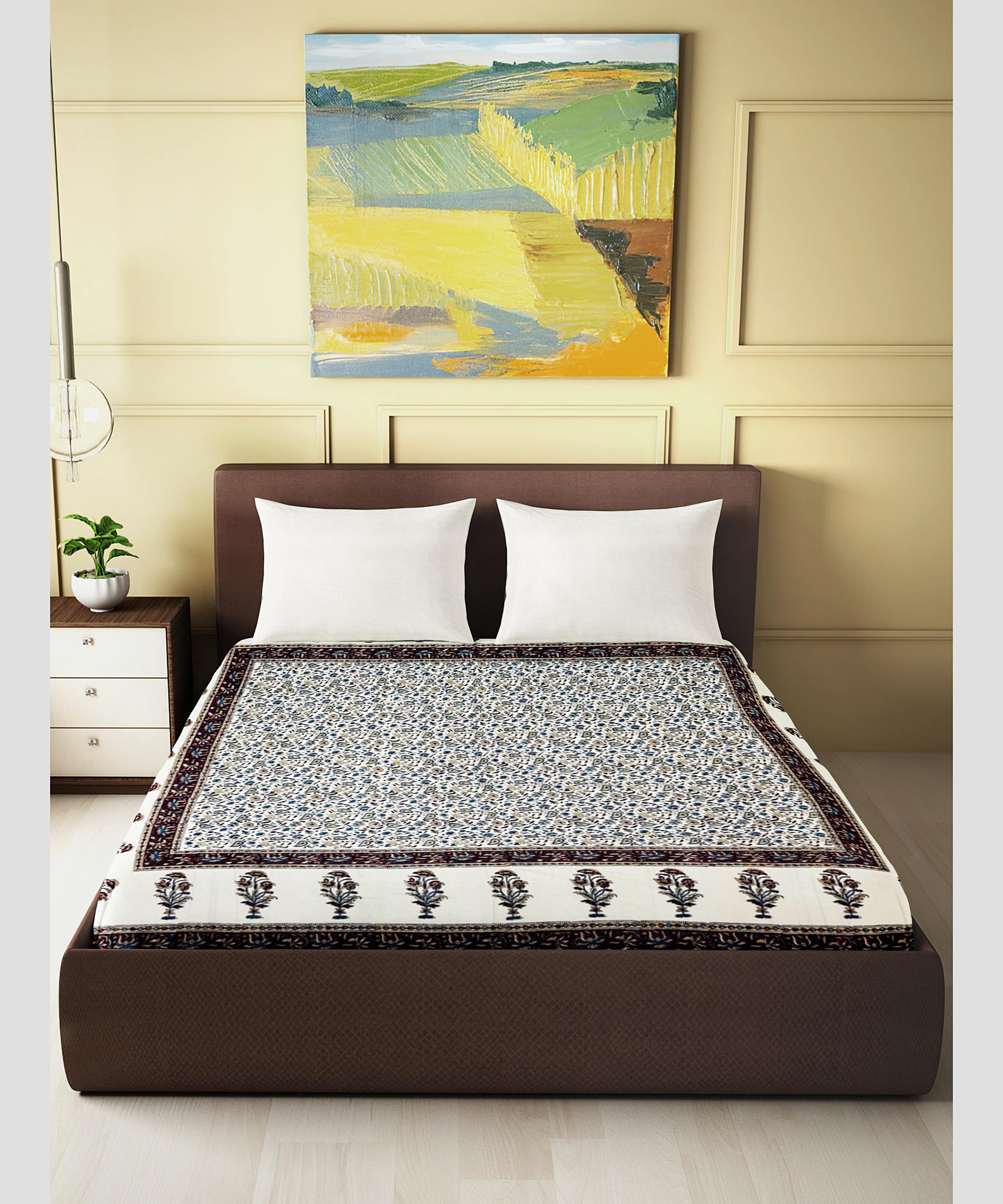 Boria Bistar | Rajasthani Bagru Printed Cotton Double Bedsheet|2