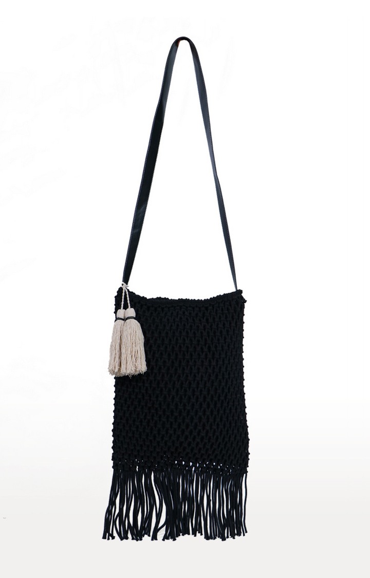 Diwaah Black Embroidered sling Bags