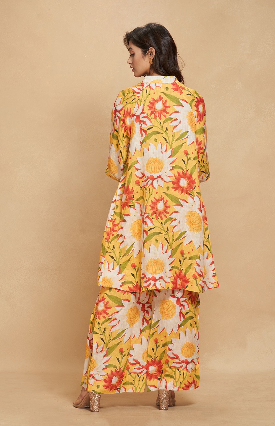 Yellow Printed Flared Pants