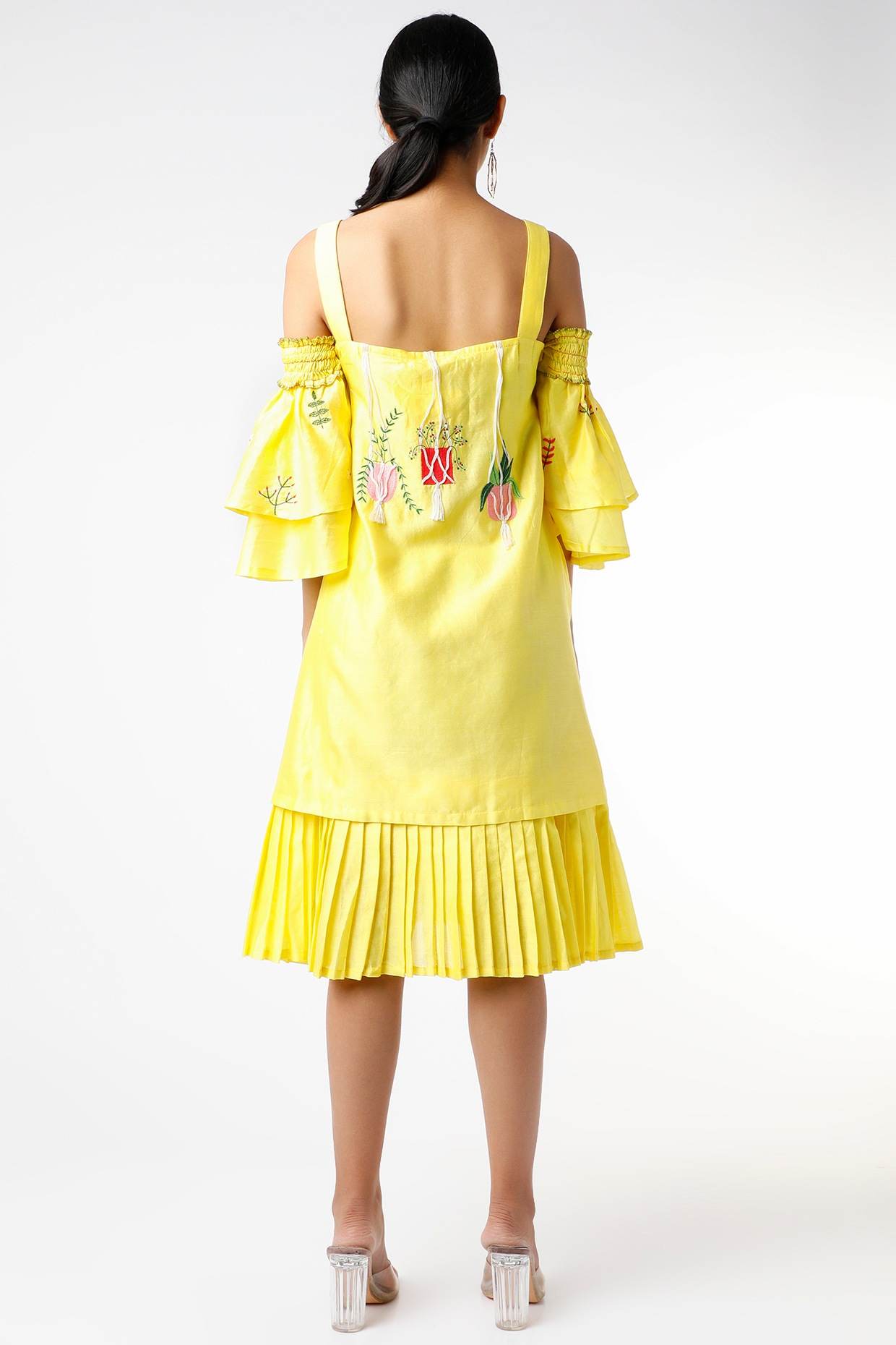 Yellow Embroidered Layered Dress