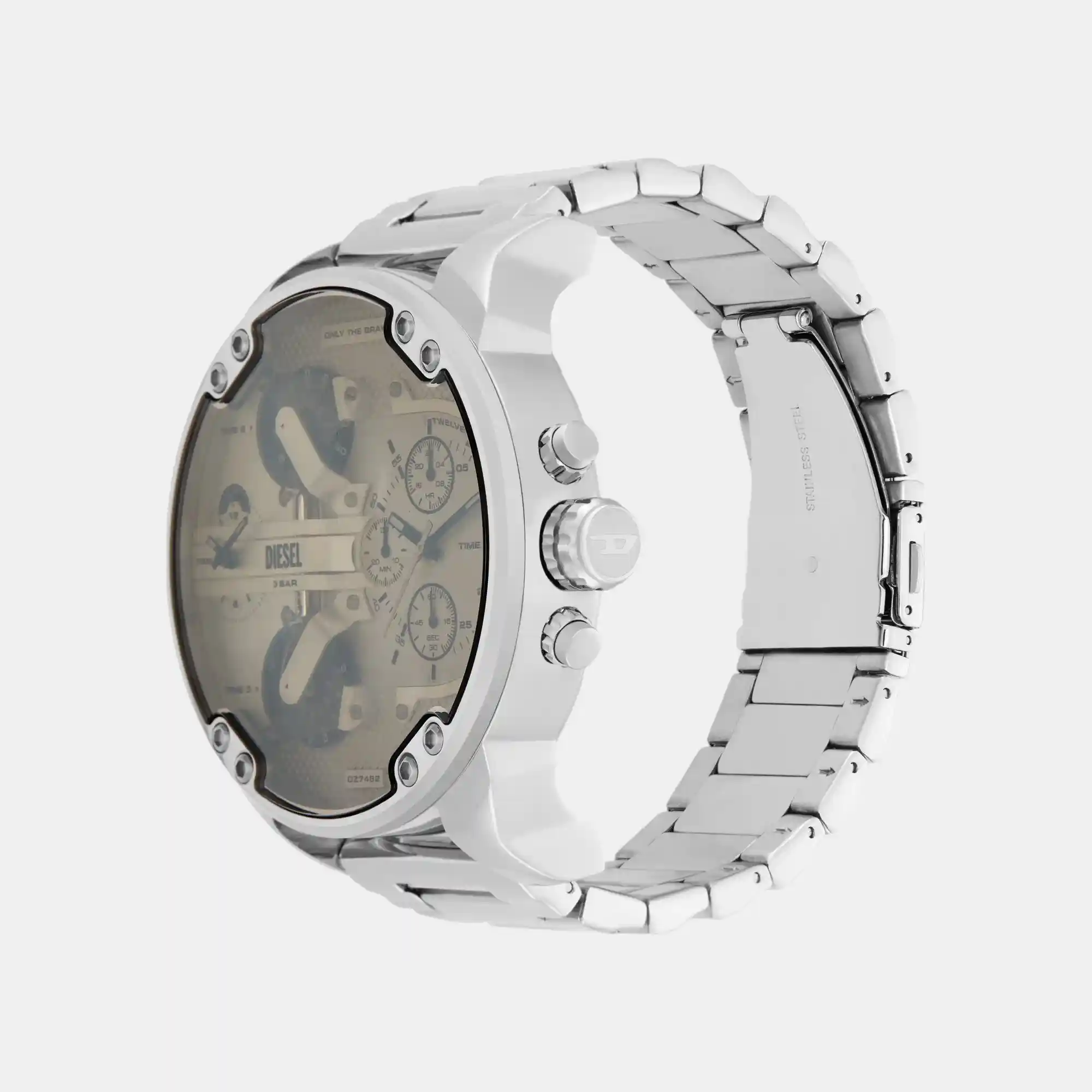 Men Quartz White Dial Chronograph Stainless Steel Watch DZ7482