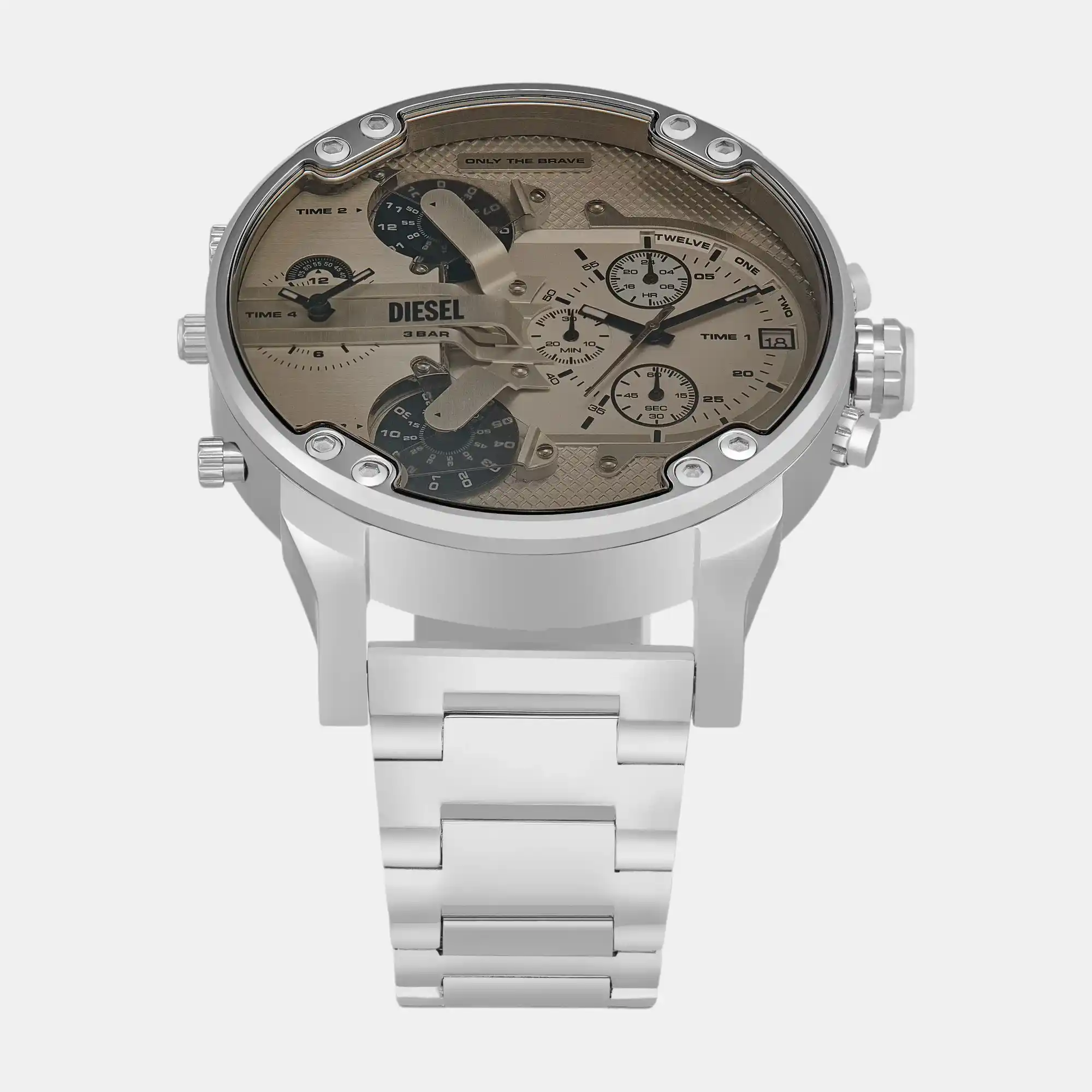Men Quartz White Dial Chronograph Stainless Steel Watch DZ7482