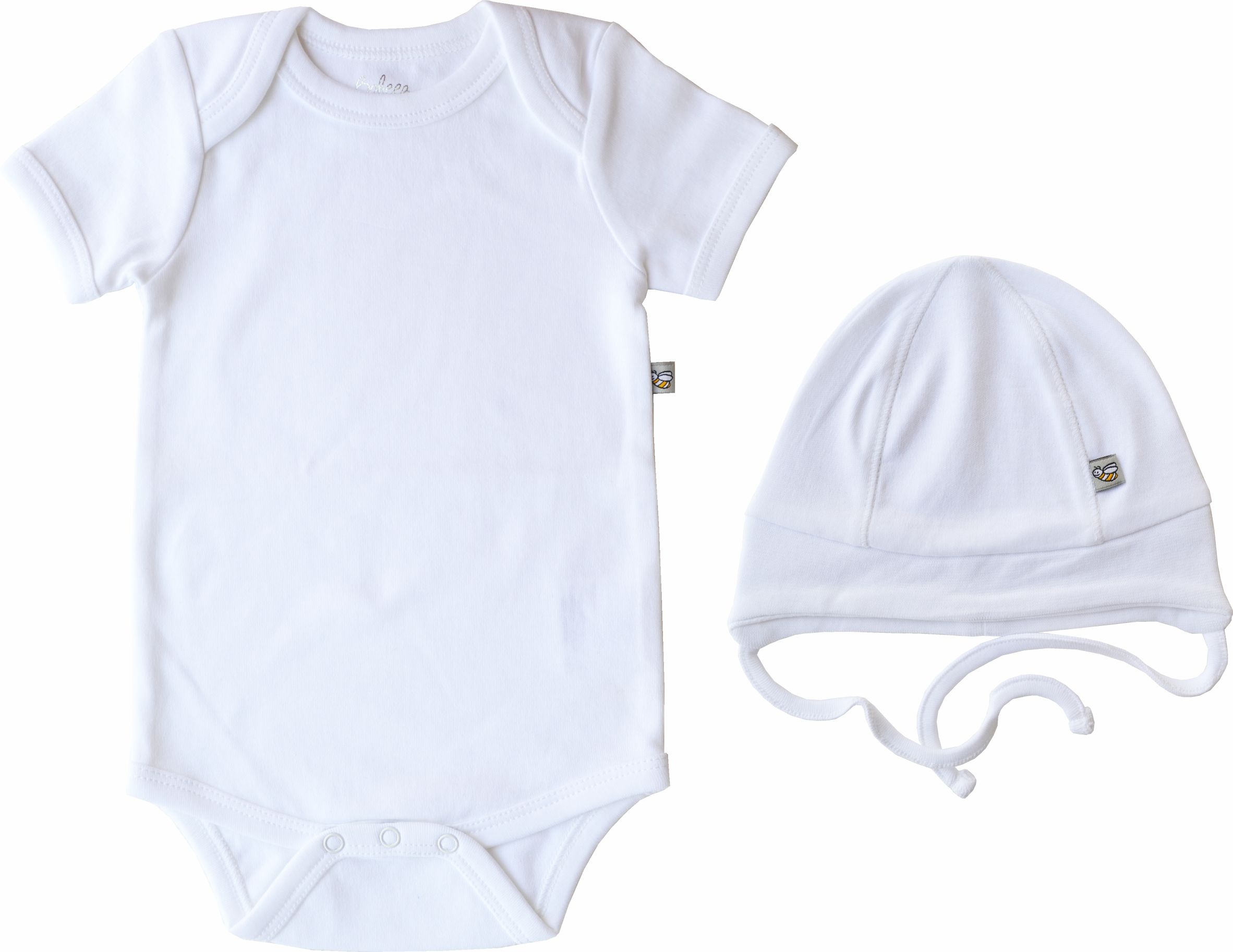 Baby Romper/Onesie White+Cap combo Set (100% Cotton)