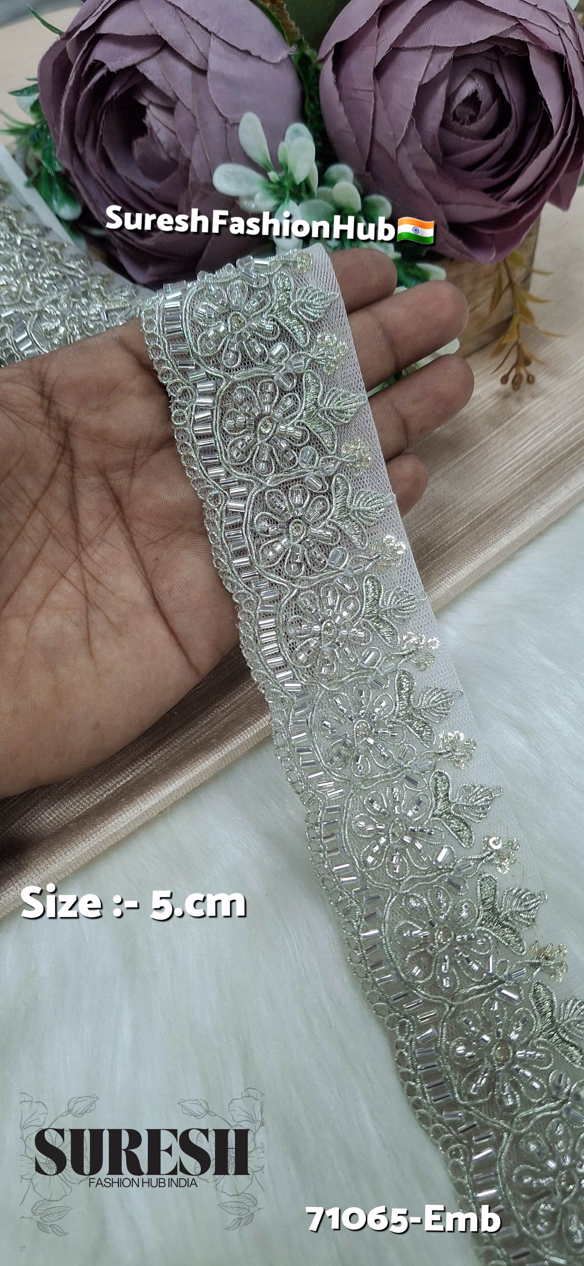 Water Silver Elegant Floral Cutwork Lace