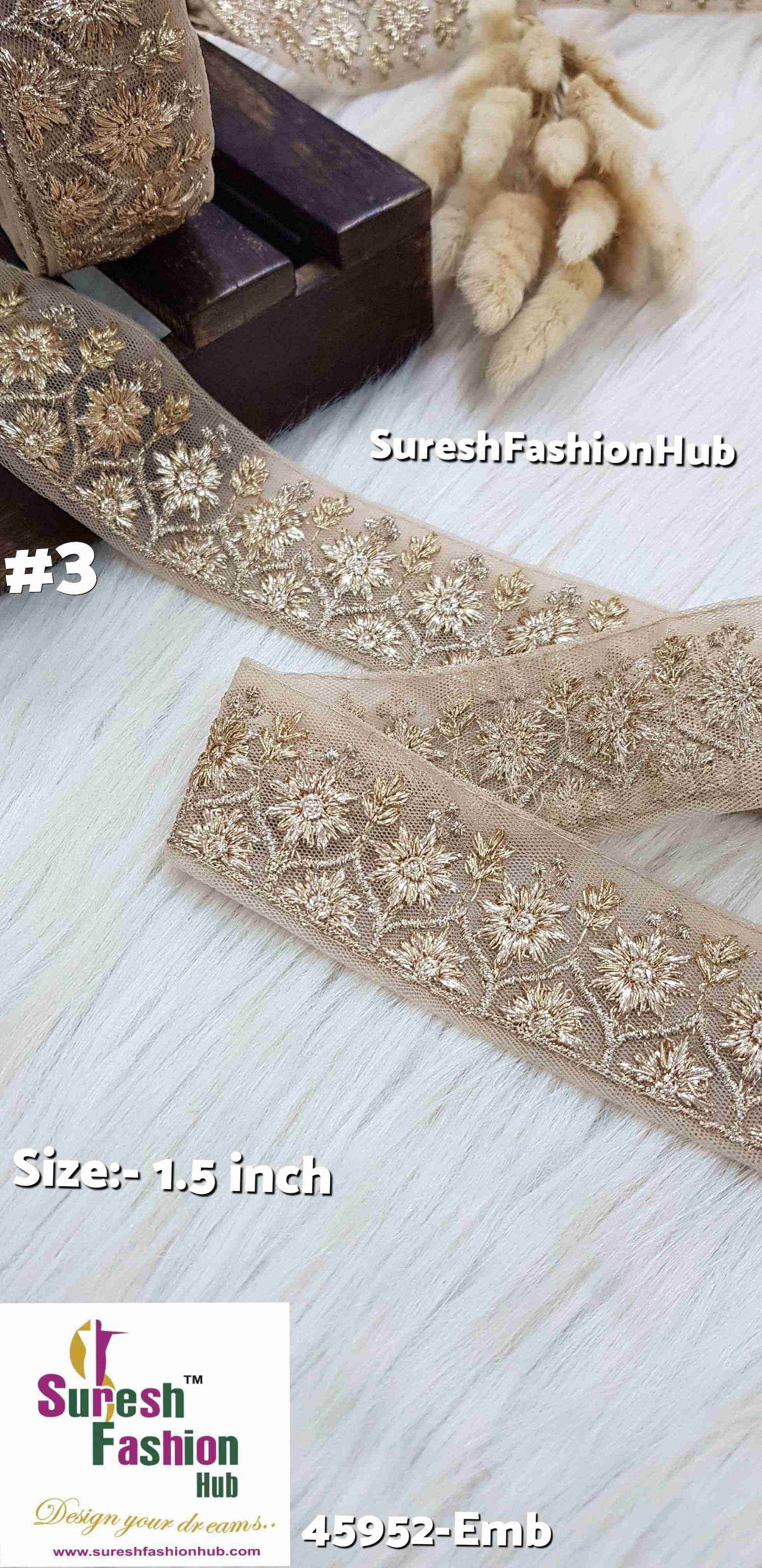Opulent Pearl + Gold Mix Badla  Embroidered Lace Roll