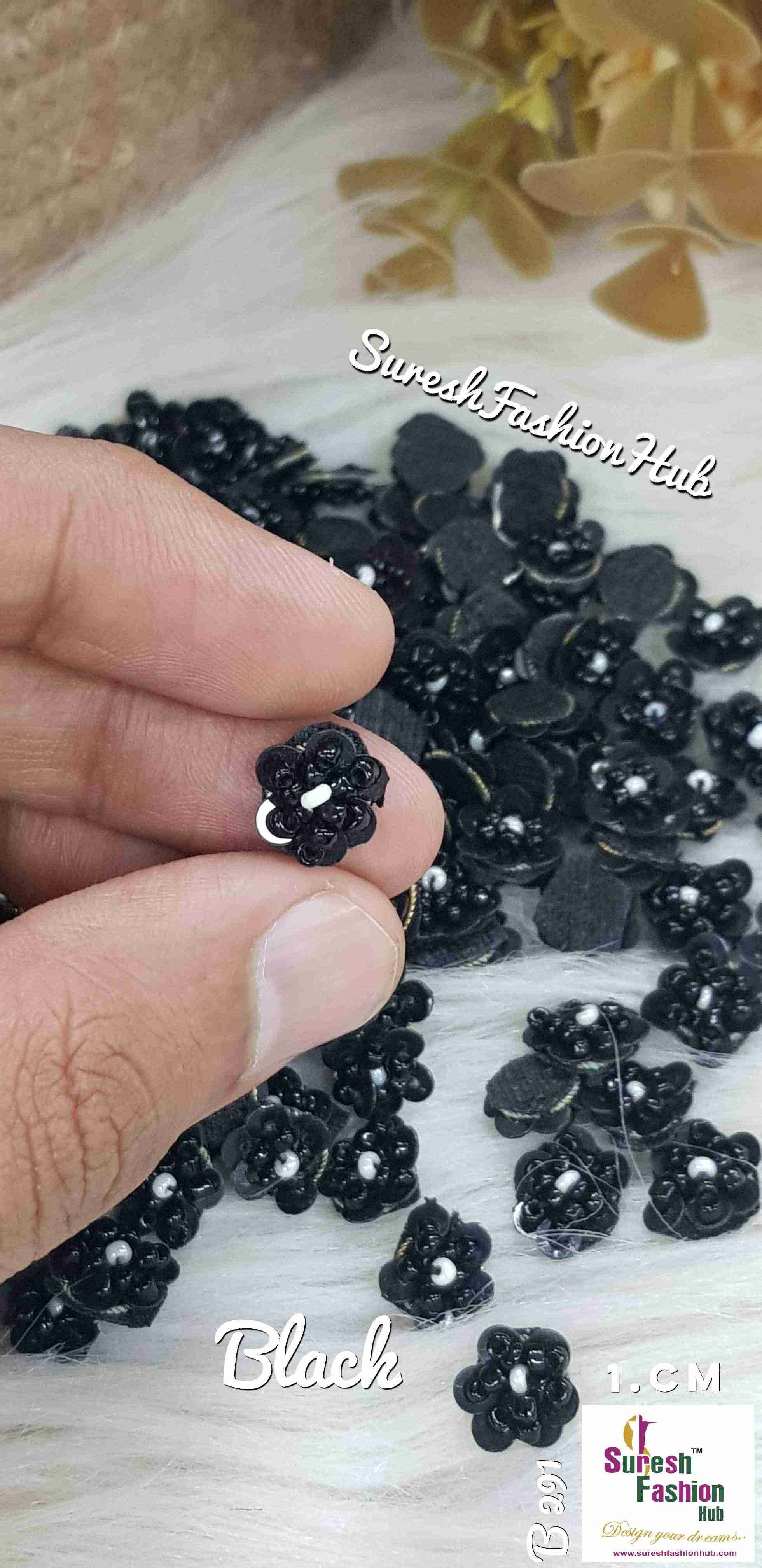 Black Beads Floral Elegance Hand-Stitched Butties Pack