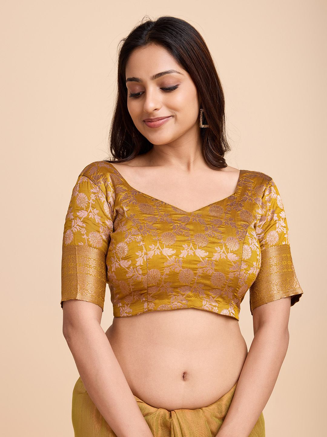 Tasarika Women Jacquard Gold color  blouse (Dastur_Gold)
