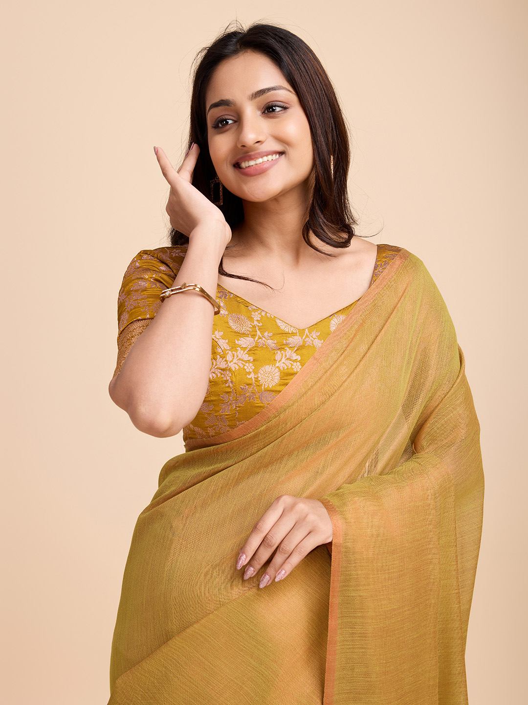 Tasarika Women Jacquard Gold color  blouse (Dastur_Gold)