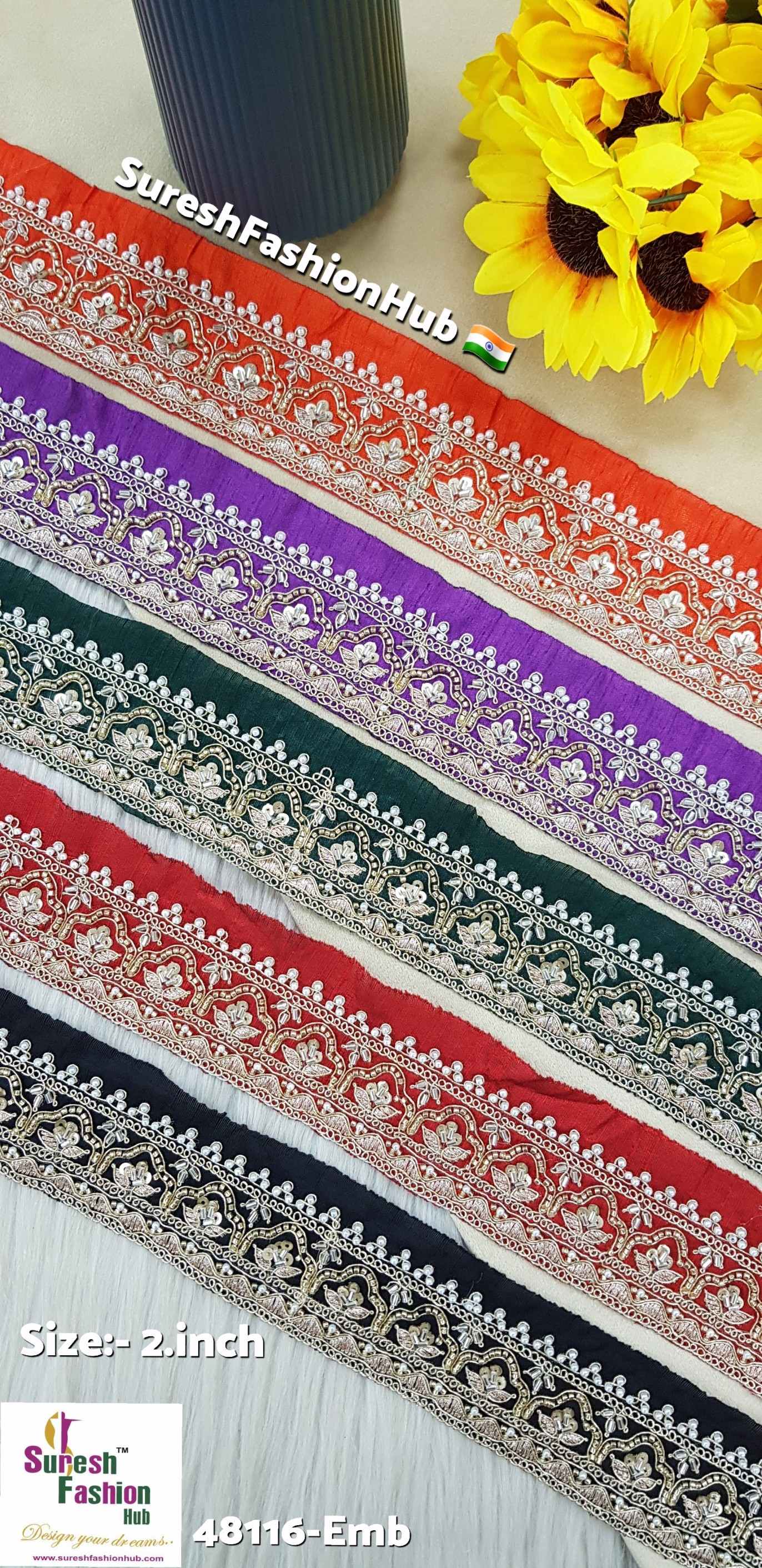 Orange  Sunkissed Aura Embroidery Lace