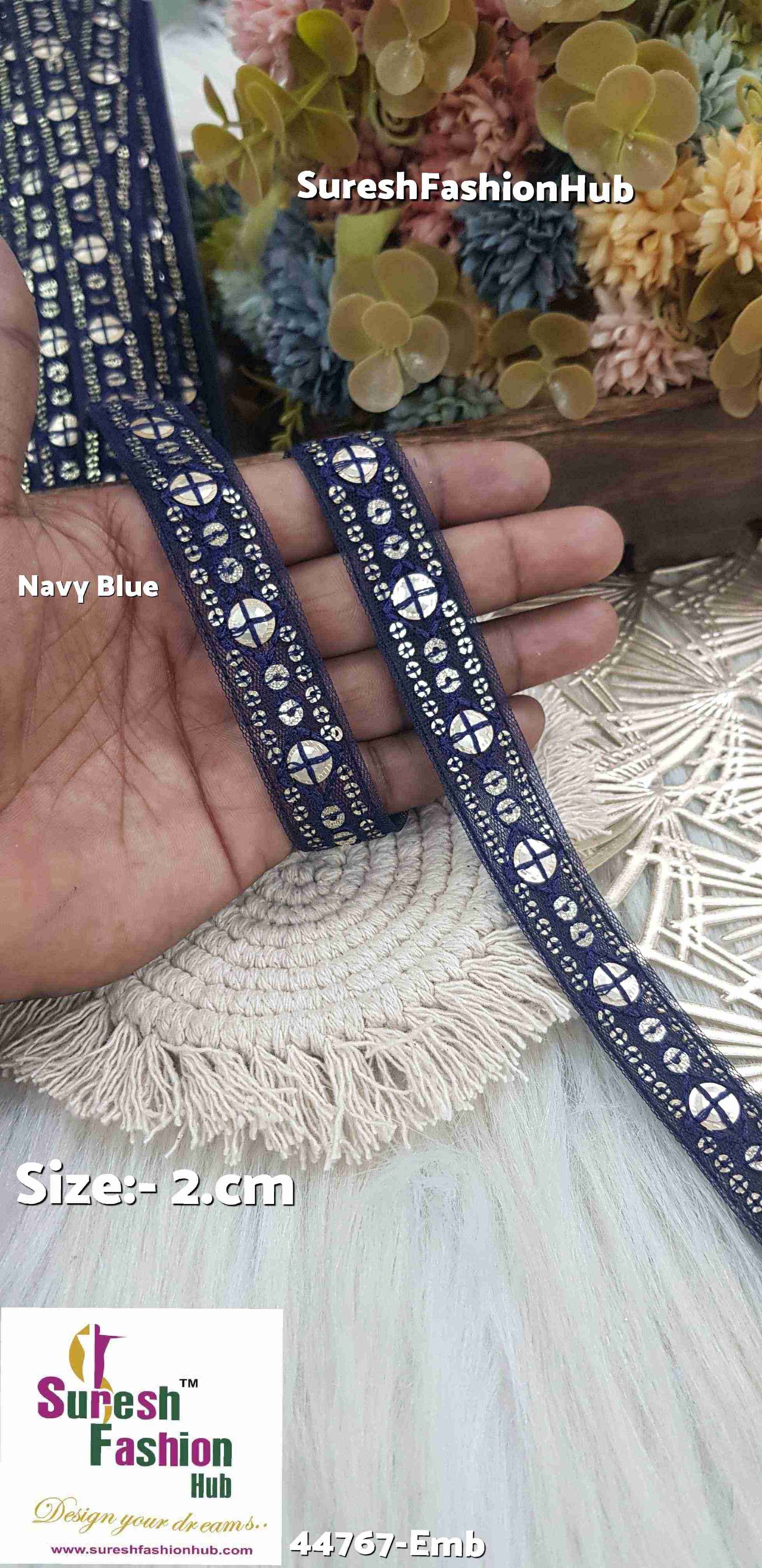 Navy Blue Net Embroidered Lace