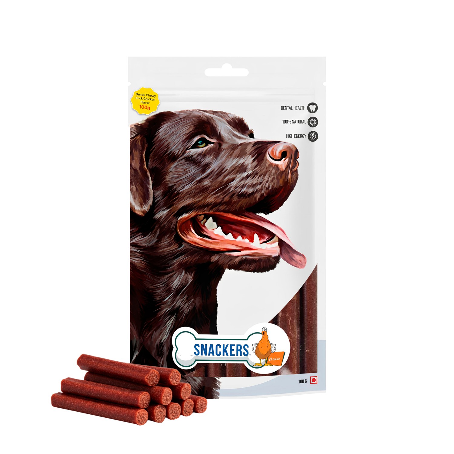 Snackers Dental Chew Stick Chicken Dog Treat