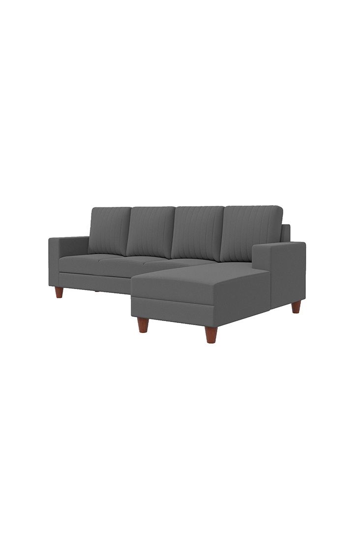 neudot Roman LHS Sectional Sofa for Living Room |6 Person Sofa|Premium Fabric with Cushioned Armrest | Solid Wood Frame|6 Seater in Graphite Grey Color