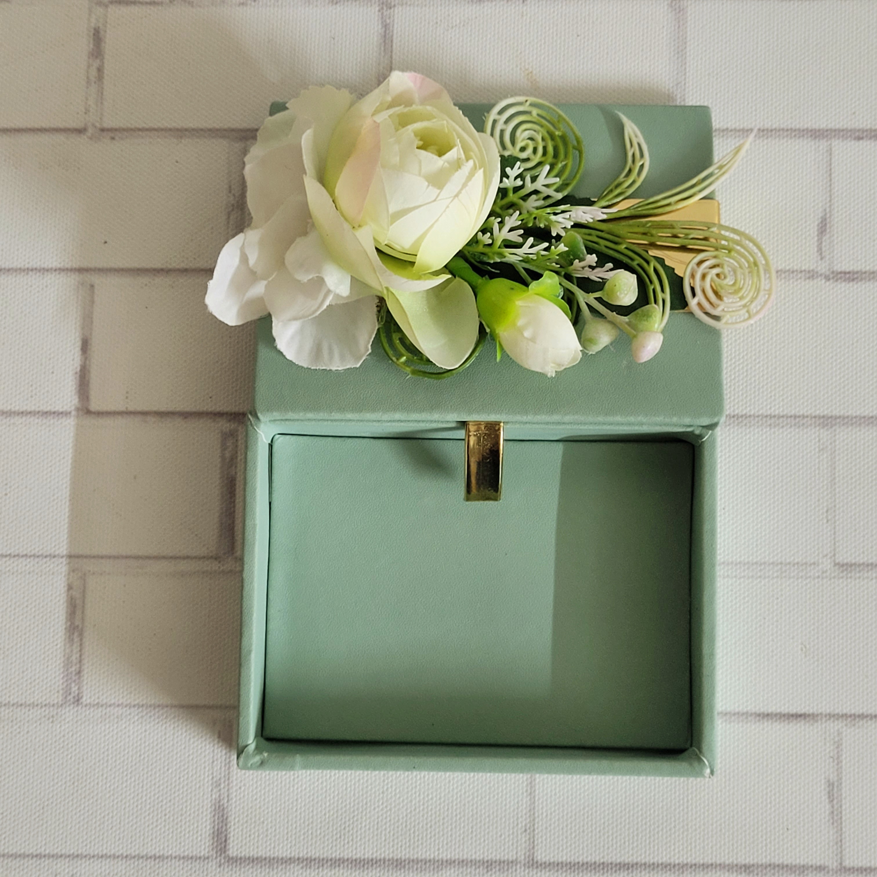 Floral art | Blue Card Box Leather Stuff with Artifical Flower undefined