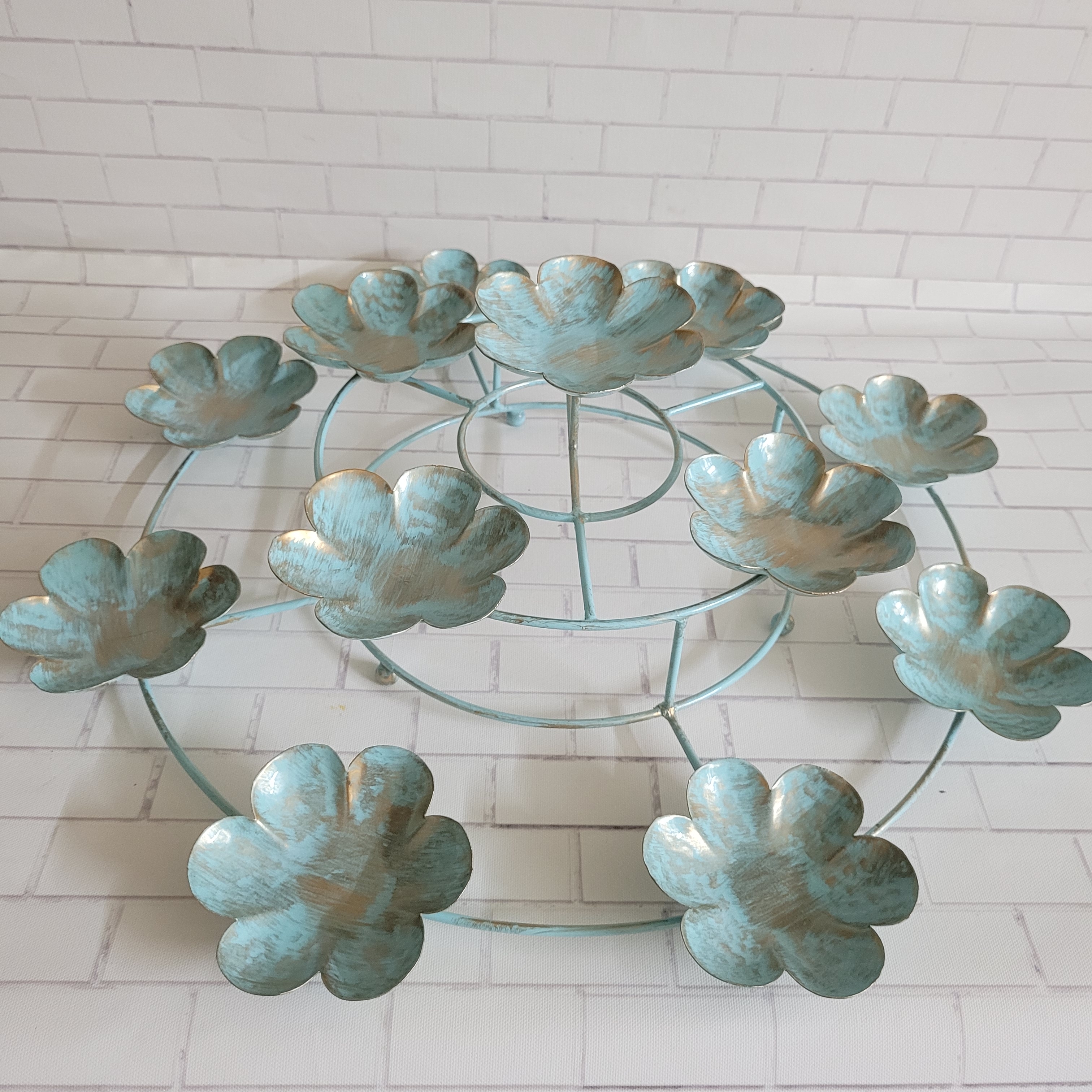 Floral art | Blue Tea Light Lotus Candle Stand undefined