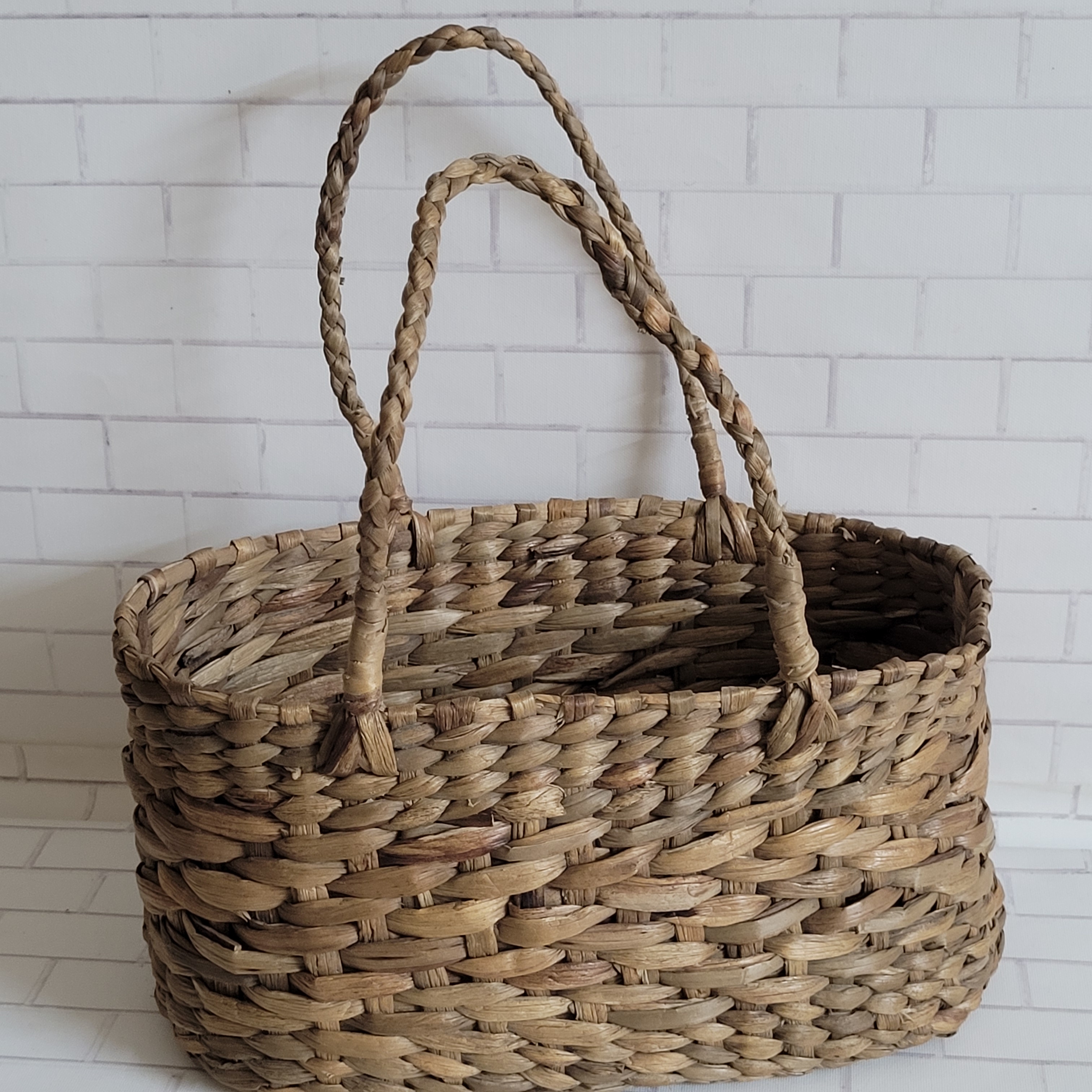 Floral art | Cane Oval Hamper Basket with Handle  undefined
