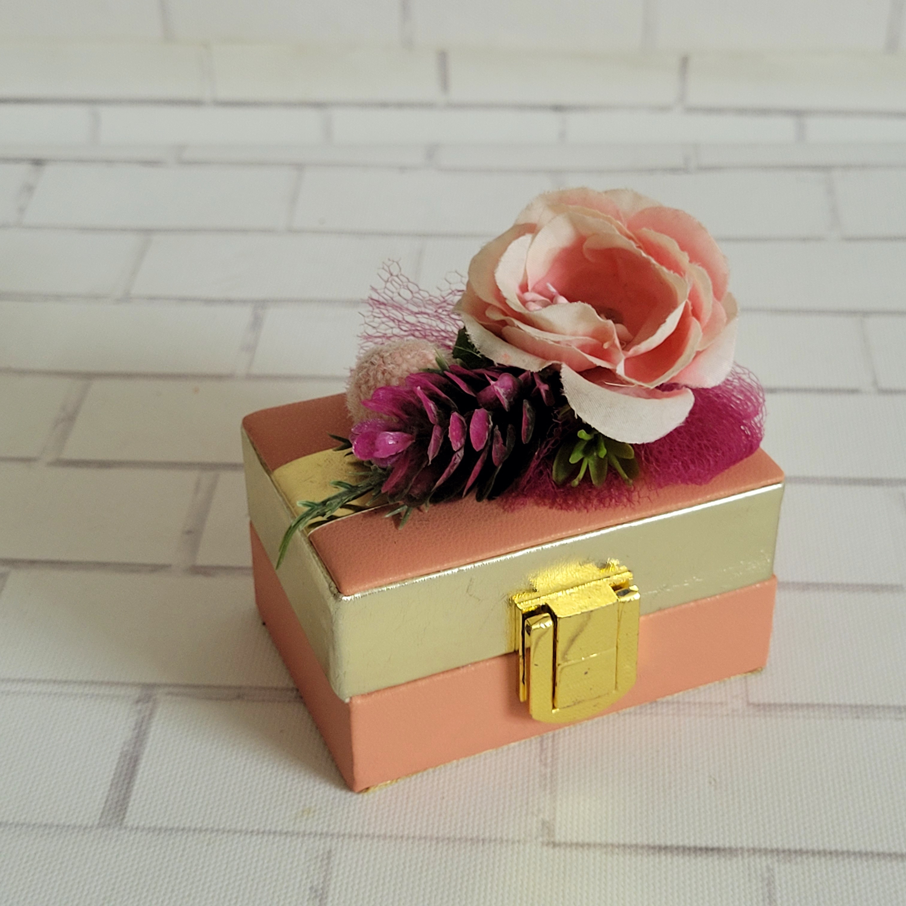 Floral art | Coral Coin Box Leather Stuff with Artifical Flower undefined