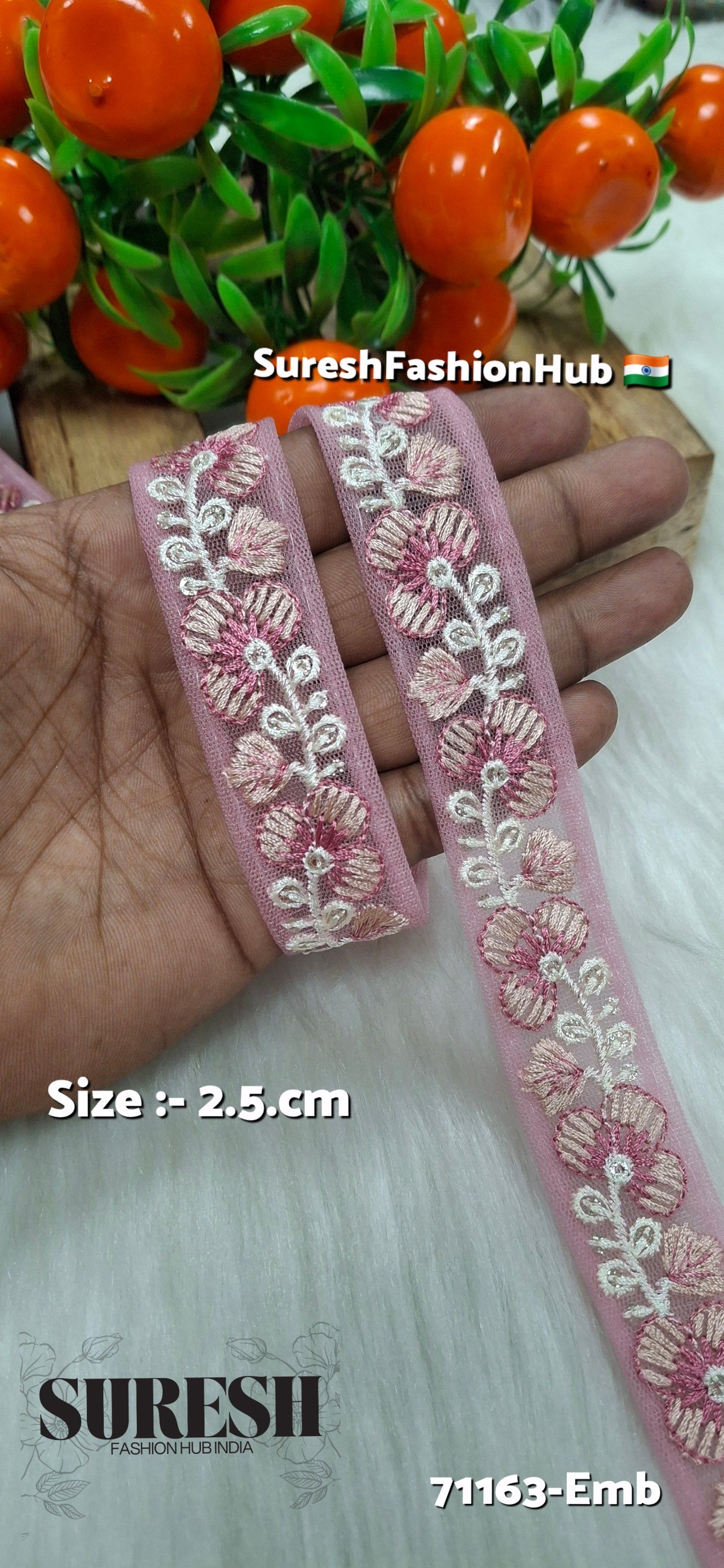 Floral Thread Embroidery Lace – Gajri | 71163-Emb