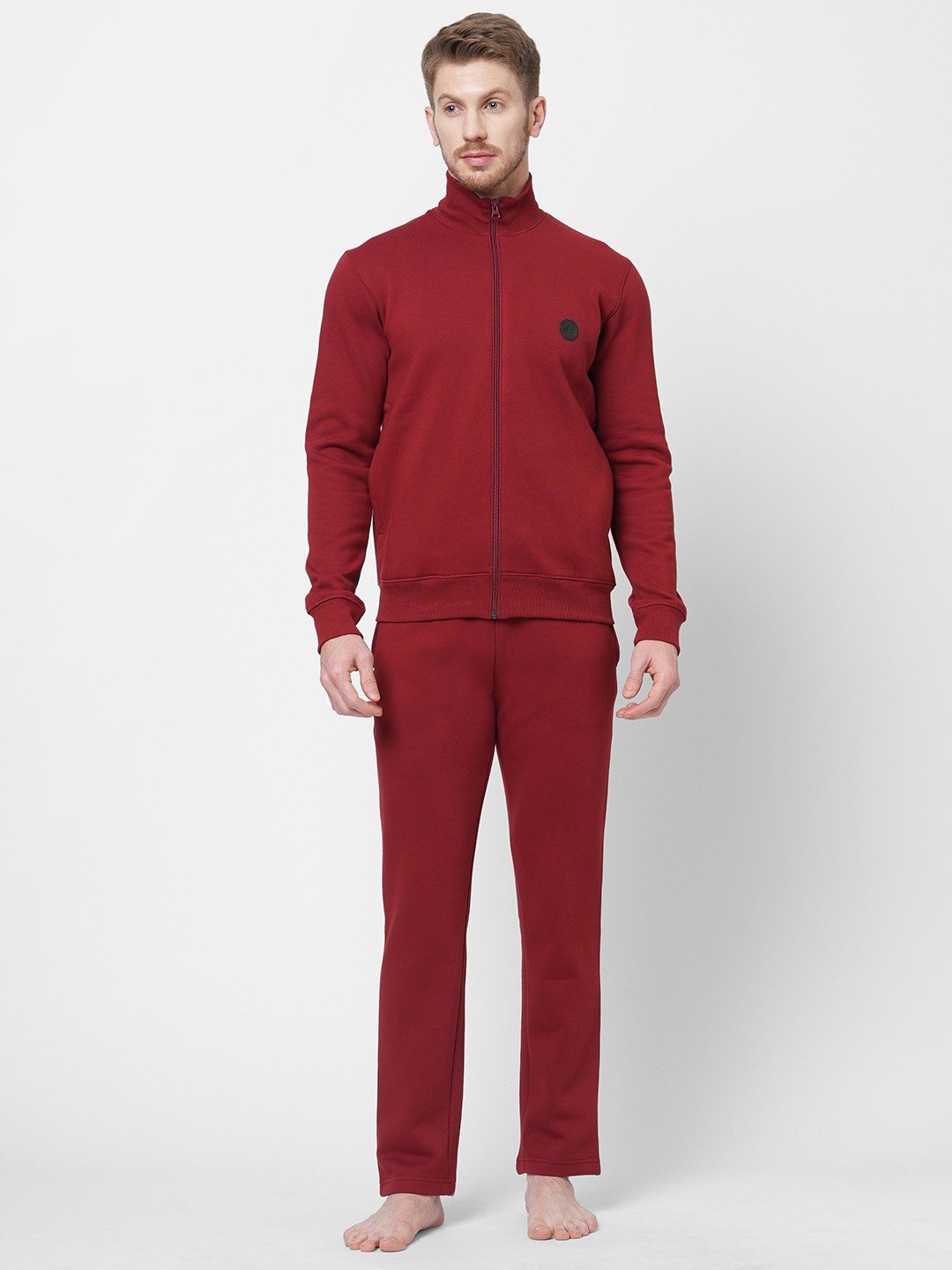 Sweet Dreams Men Spiced Apple Fleece Solid Tracksuits