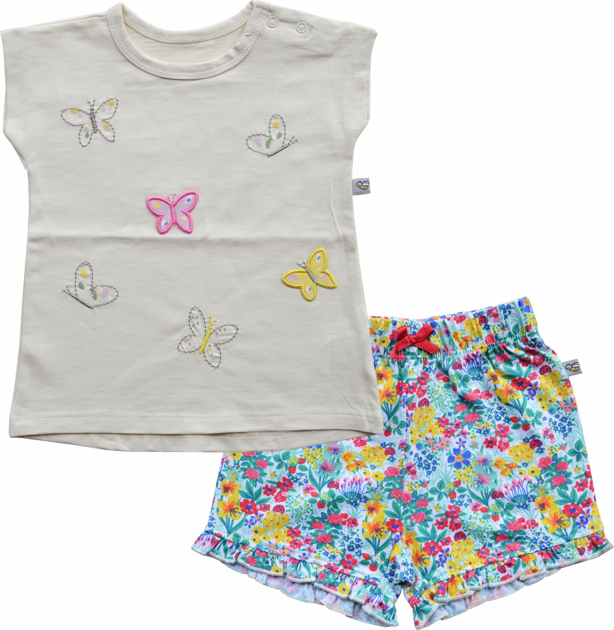 Cream Top+Flower AOP Shorts Set