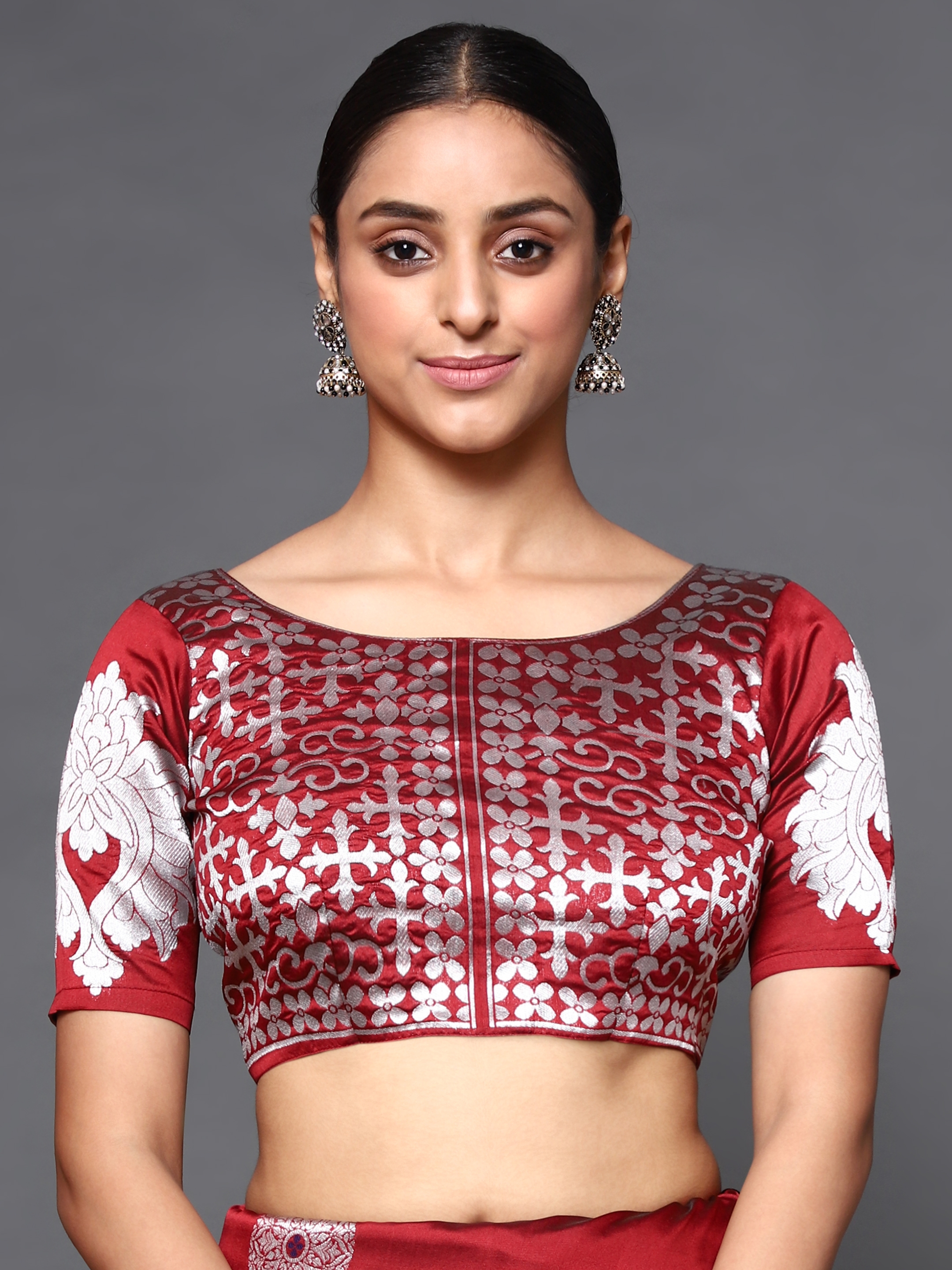 Glemora | Glemora Red Beautiful Ethnic Wear Silk Blend Banarasi Traditional Saree 5