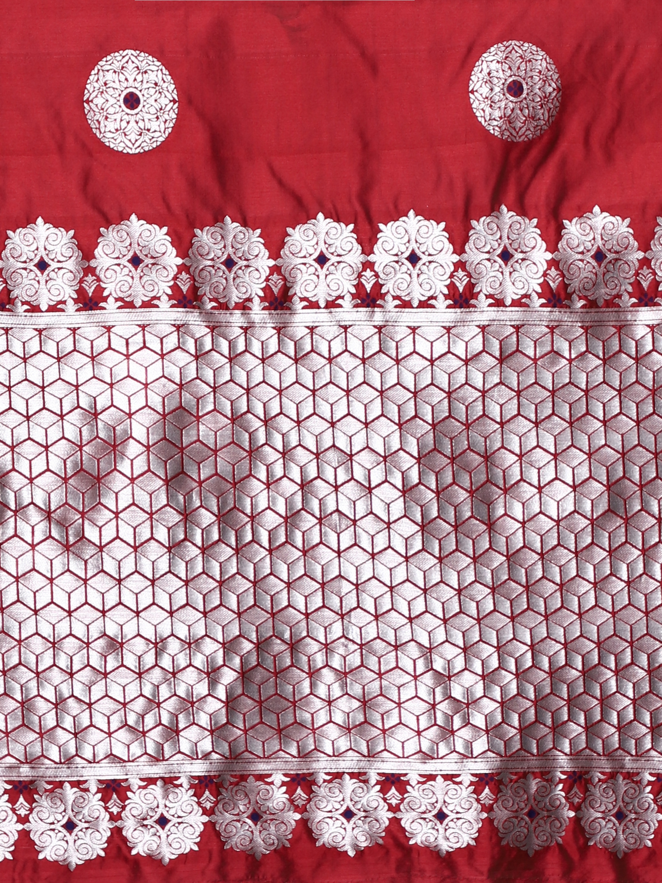Glemora | Glemora Red Beautiful Ethnic Wear Silk Blend Banarasi Traditional Saree 7