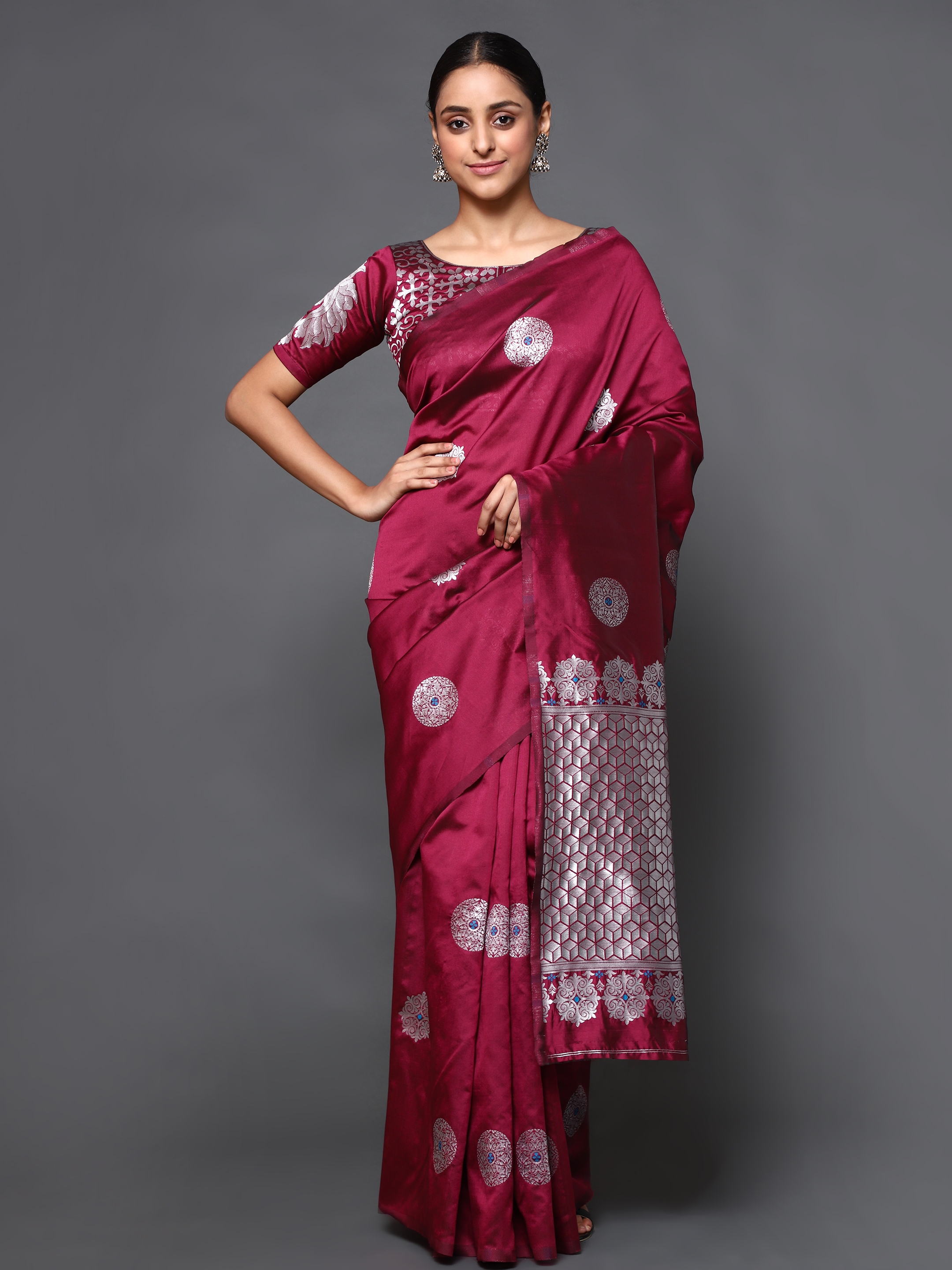 Glemora purple Beautiful Ethnic Wear Silk Blend Banarasi Traditional Saree