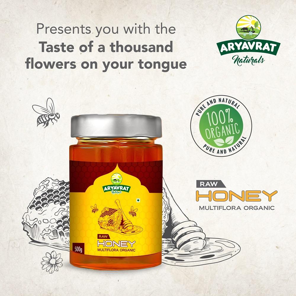 Aryavrat Naturals Organic-Raw Honey 500 Gram I 100% Pure Organic and Natural