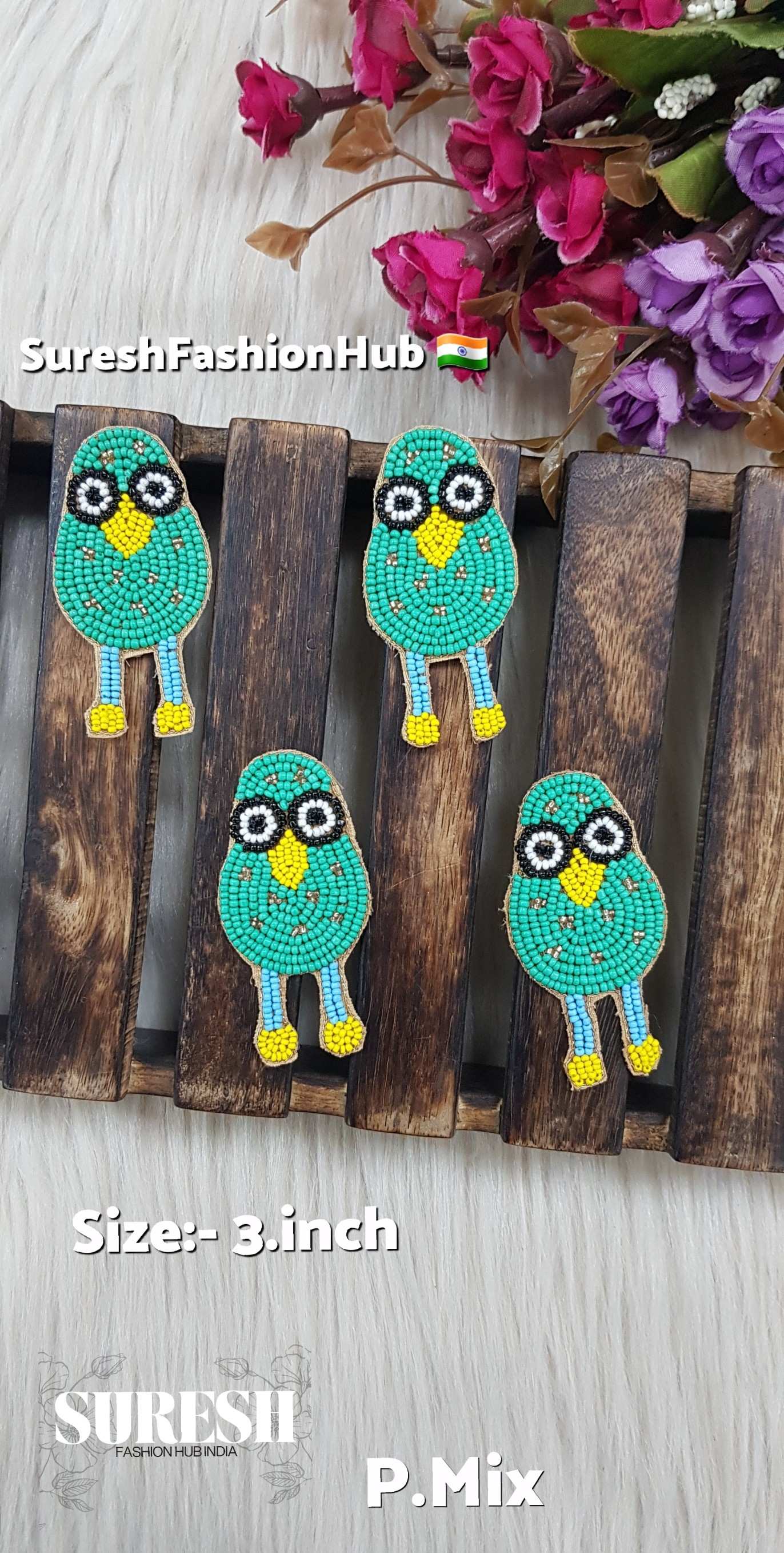 Jade Green Beaded Cartoon Patch | P.Mix-1