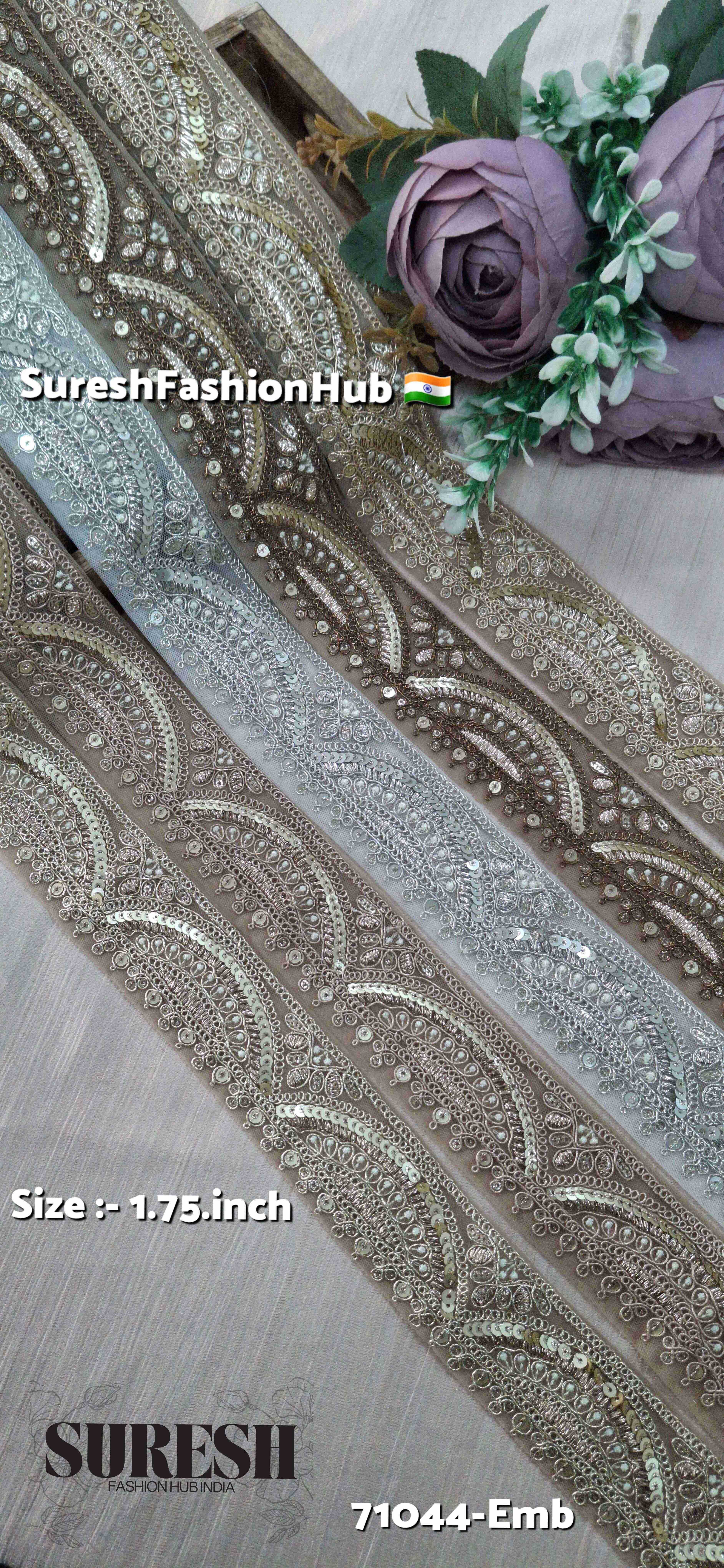 Water Silver Scalloped Embroidery Lace
