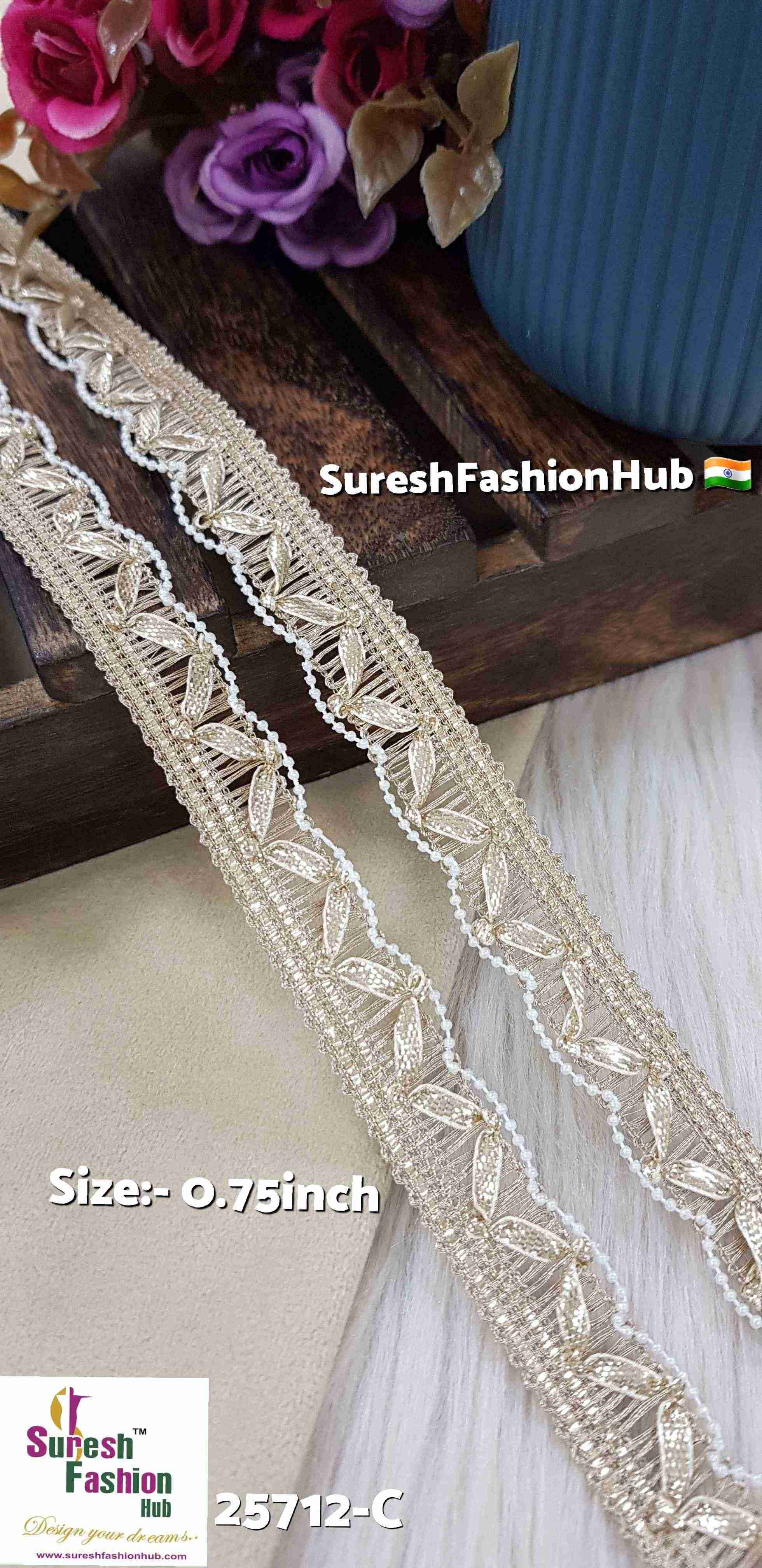 Pearl Dori & Gota Scalloped Jhalar Lace