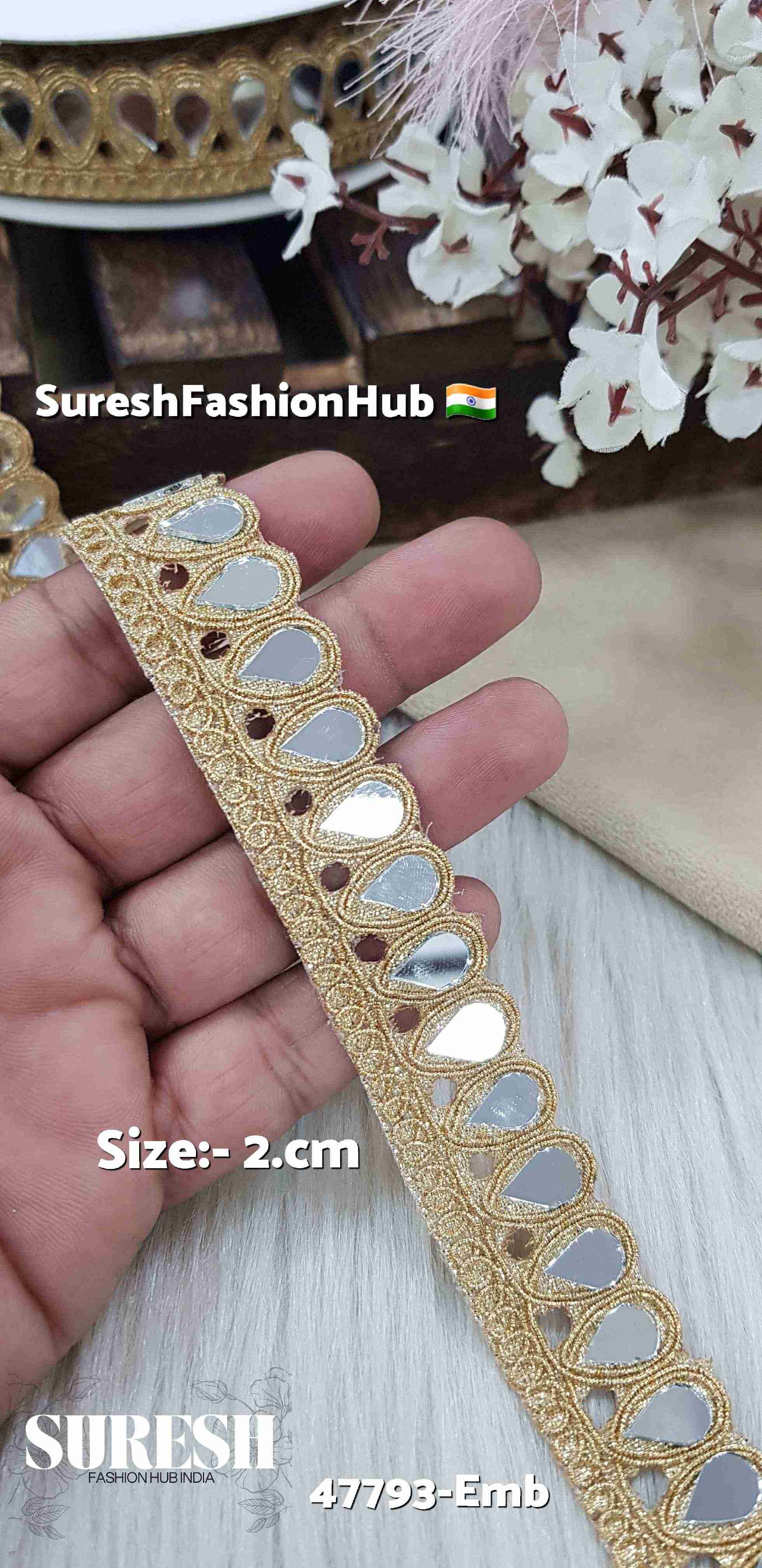 Antique Gold Teardrop Edge Mirror Lace – 47793-Emb