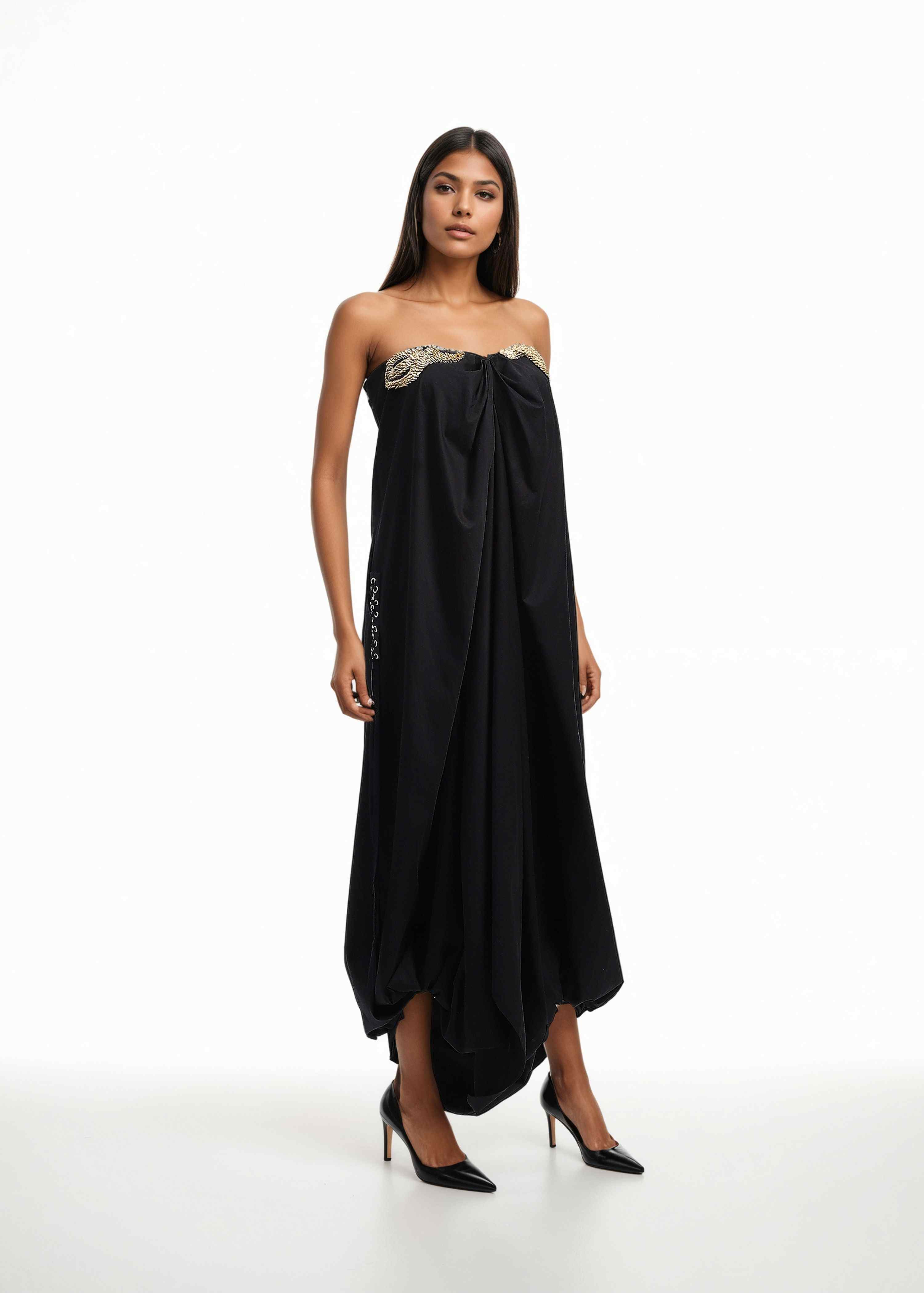 AKOK Black Cotton Black Tube Dress Dresses