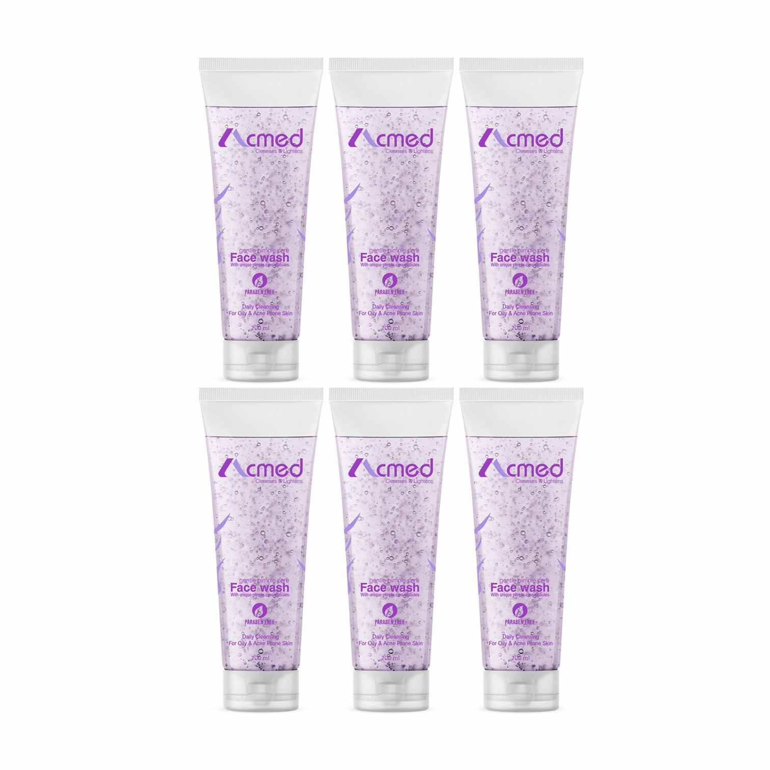 Acmed Pimple Care Face Wash for Acne Prone Skin (200grams) : Pack of 6