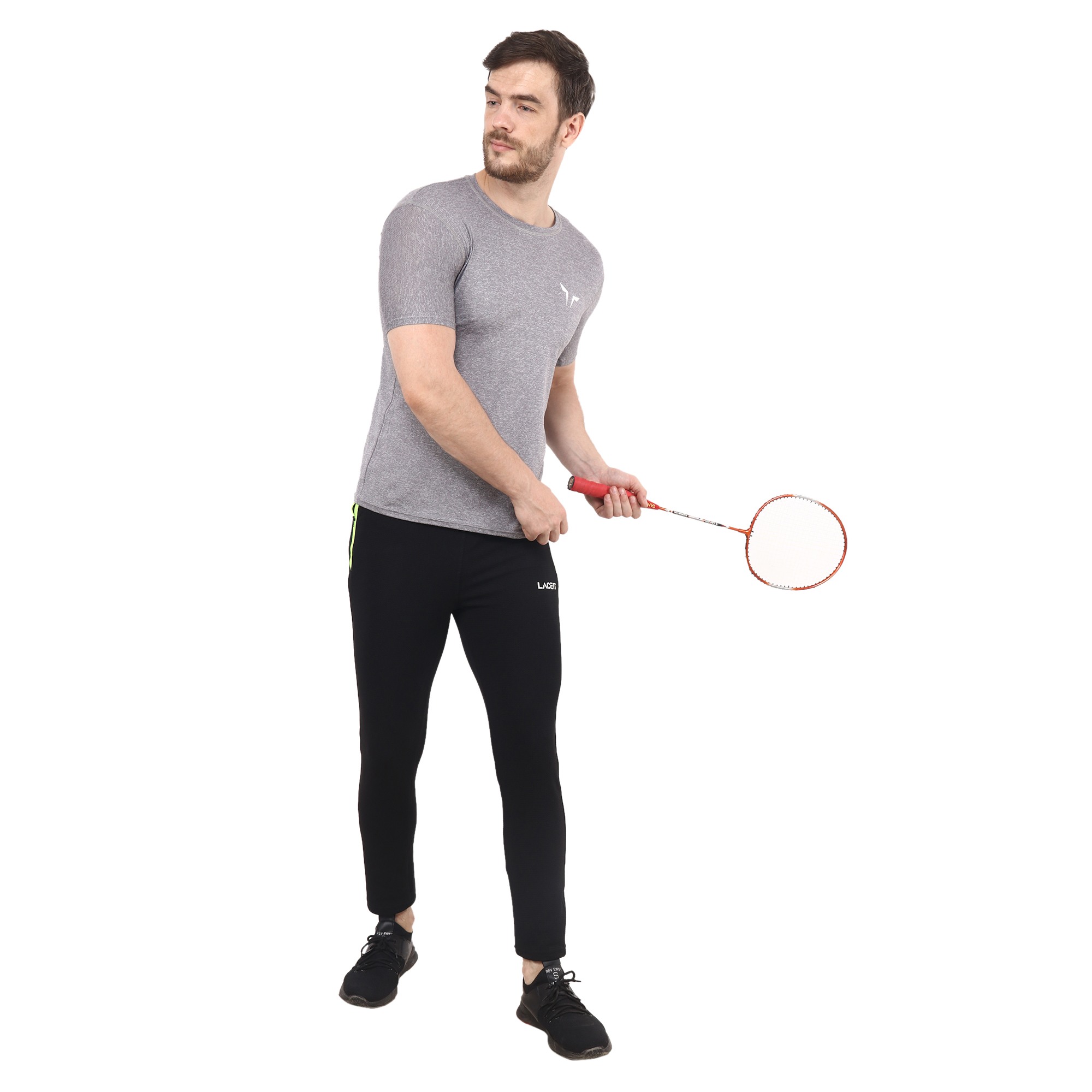 LACE IT Men's Black Slim Fit Gym Running Stretchable Lower for Workout(10006)