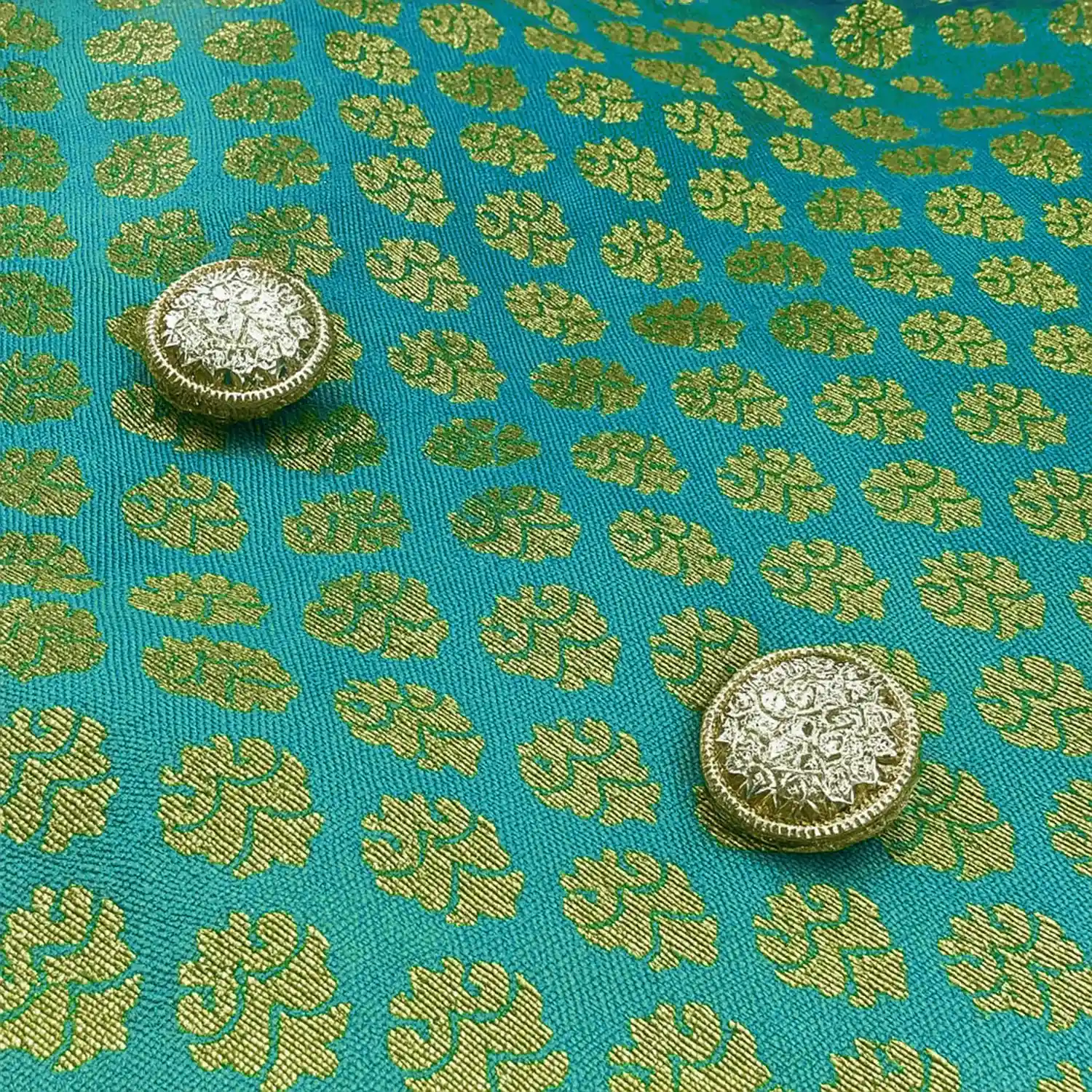 Pawsindia Traditional Royal Brocade Dress for Dogs - Aqua Green | Ethnic Festive Wear