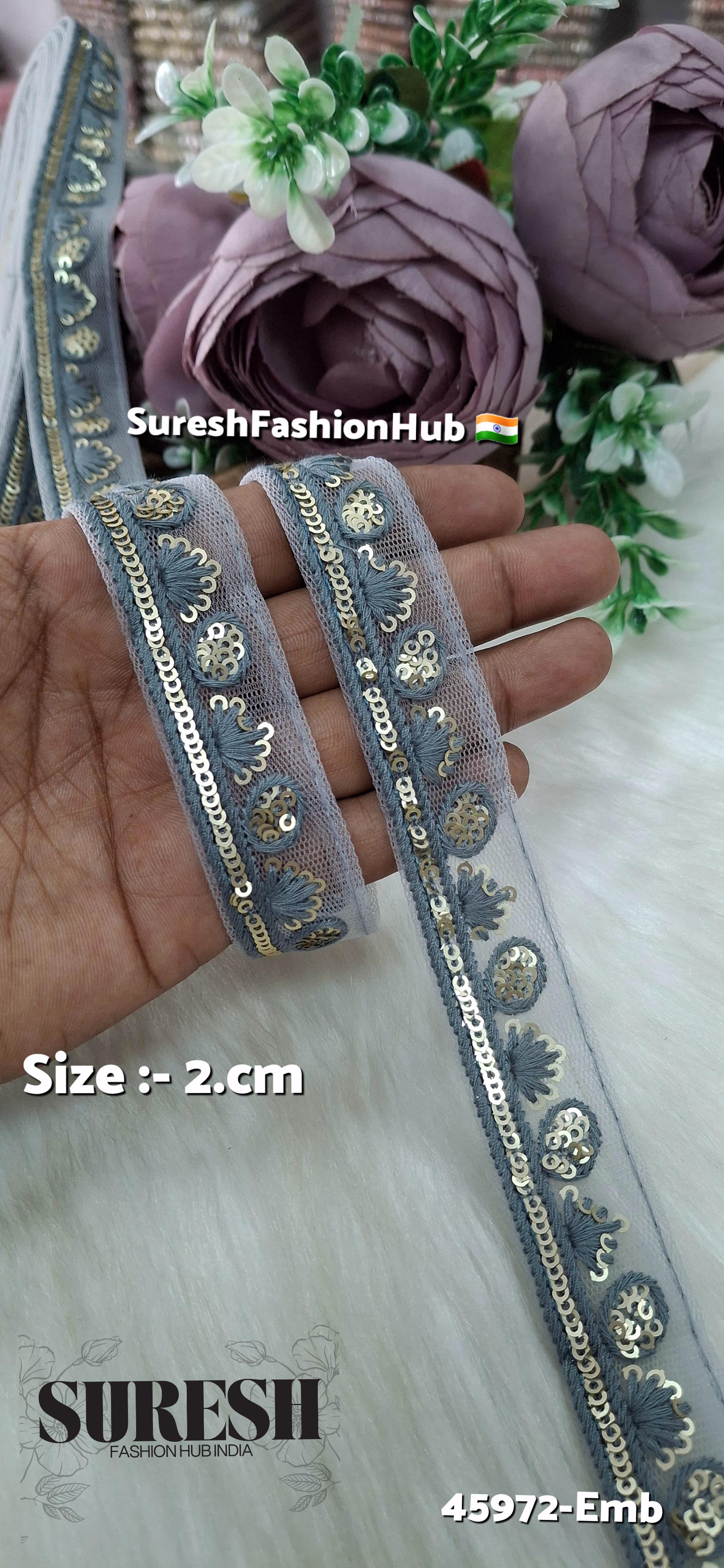 Grey Tone-on-Tone Embroidery Lace