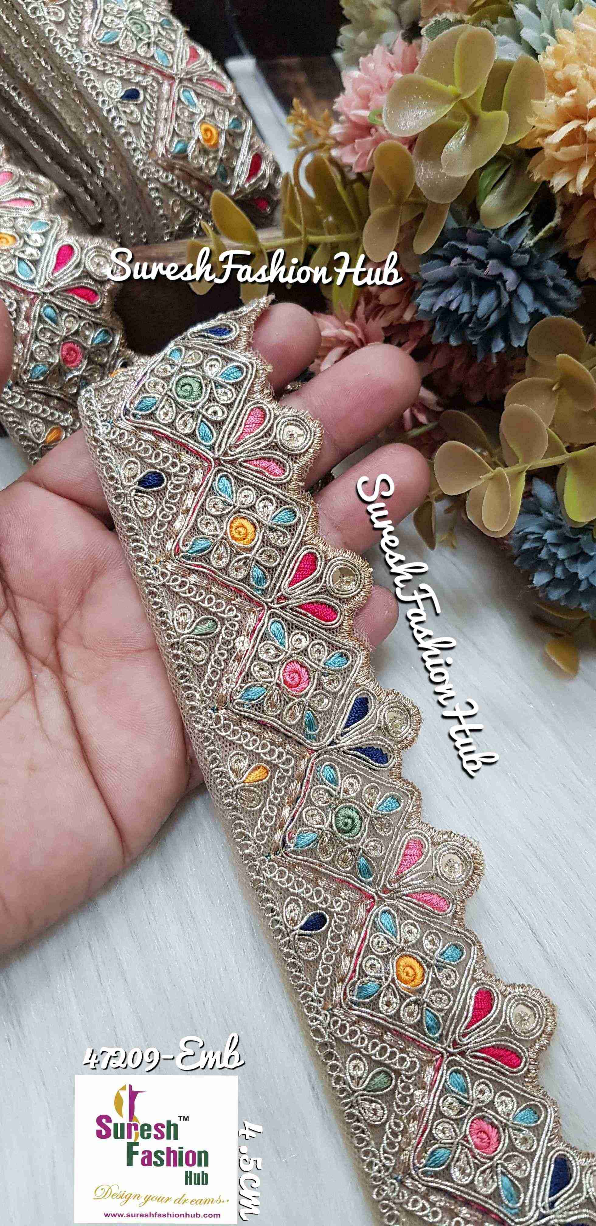 Sabyasachi-Inspired Floral Cutwork Embroidery Lace - No5