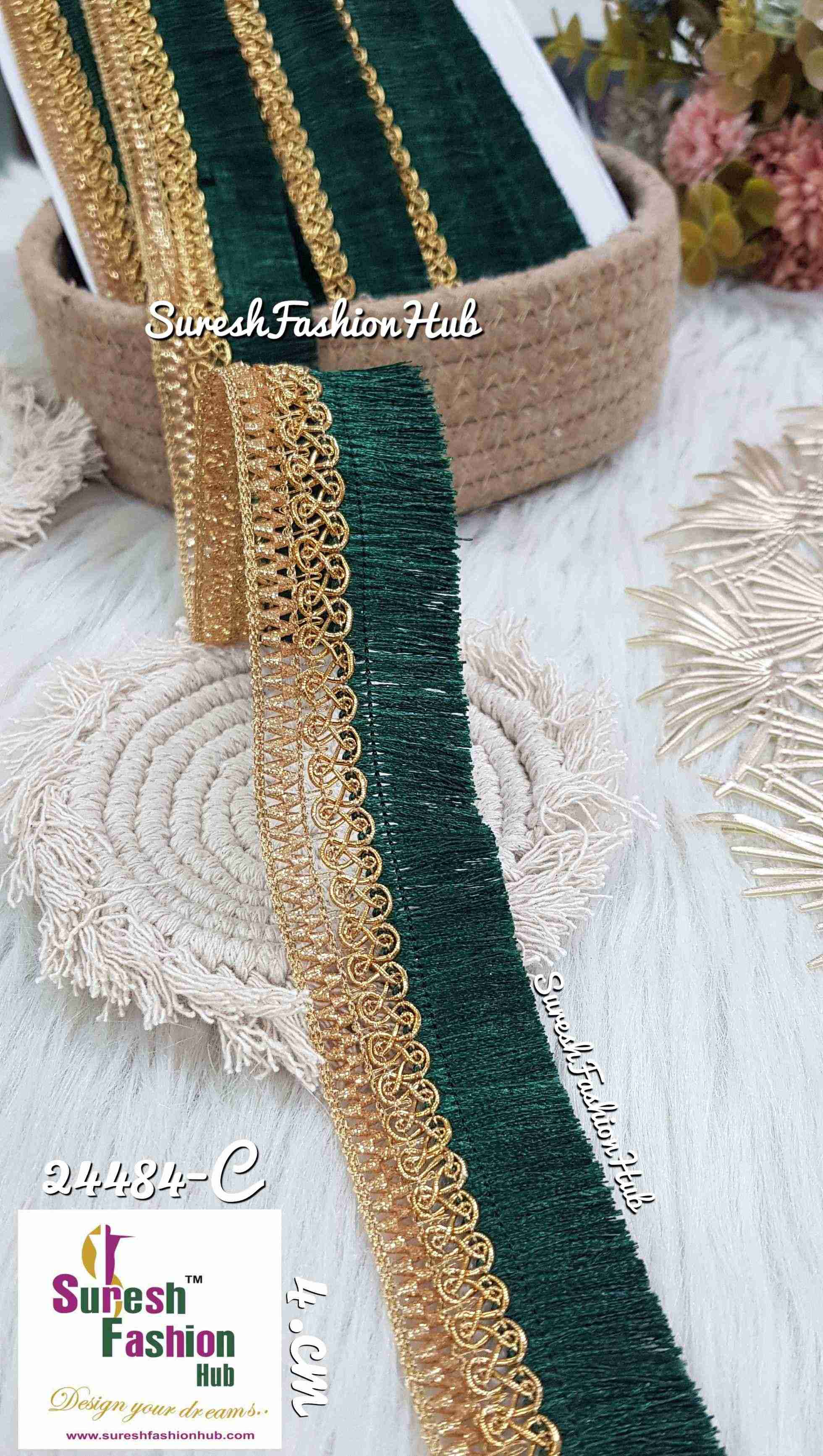 Shimmer Bottle Green Thread Tassel Lace