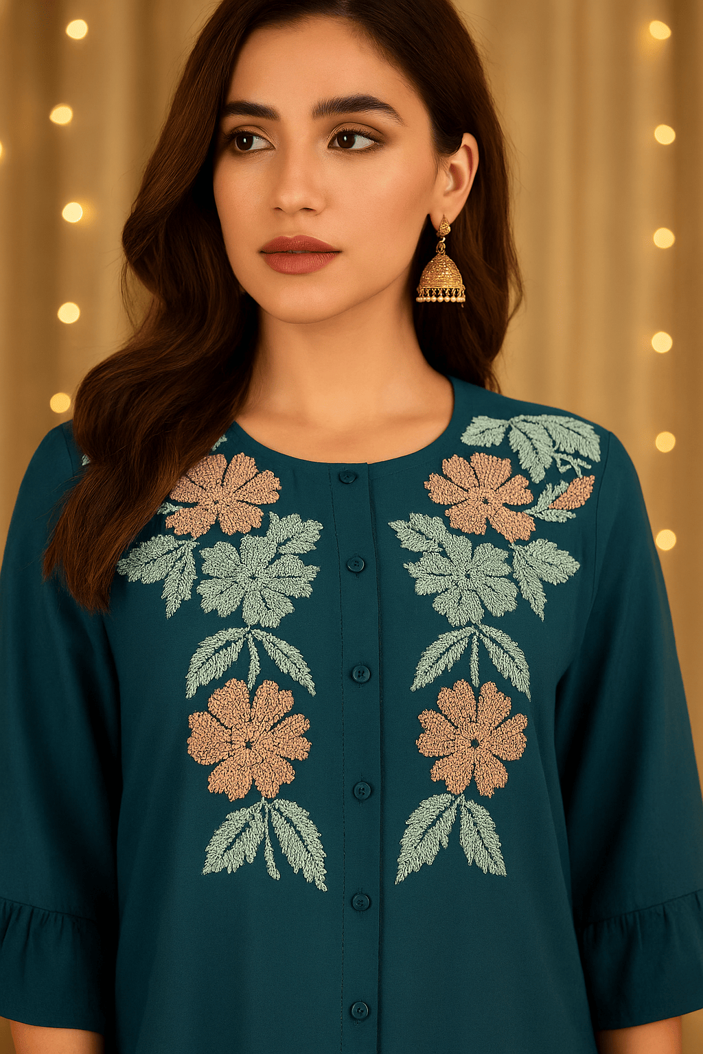 Women's Blue   Embroidered co-ord set